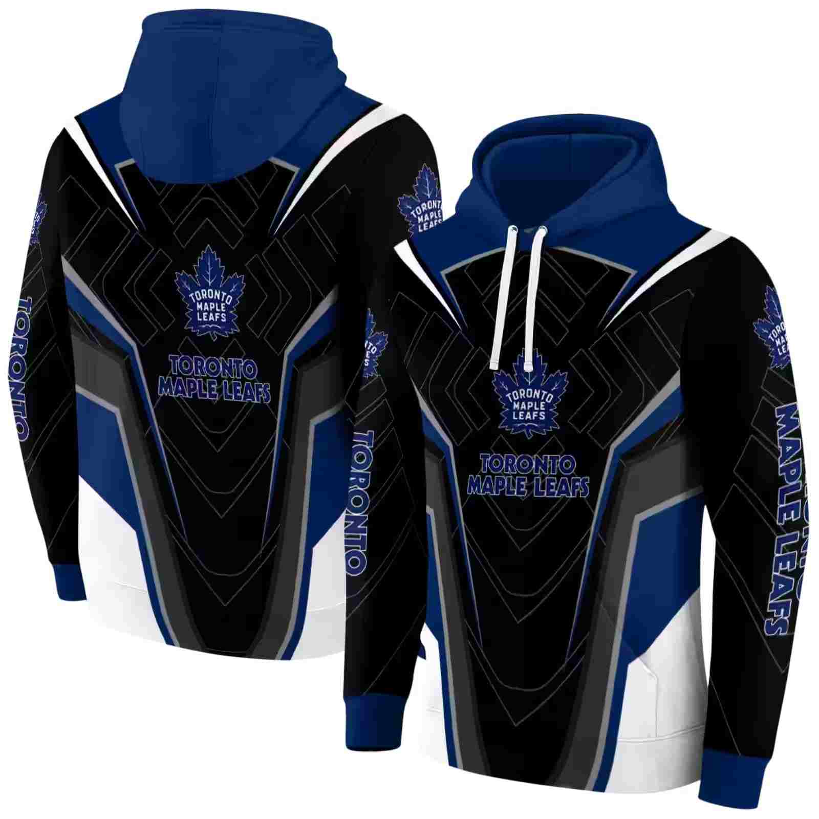 toronto maple leafs futuristic pattern blue black hoodie fashion forward