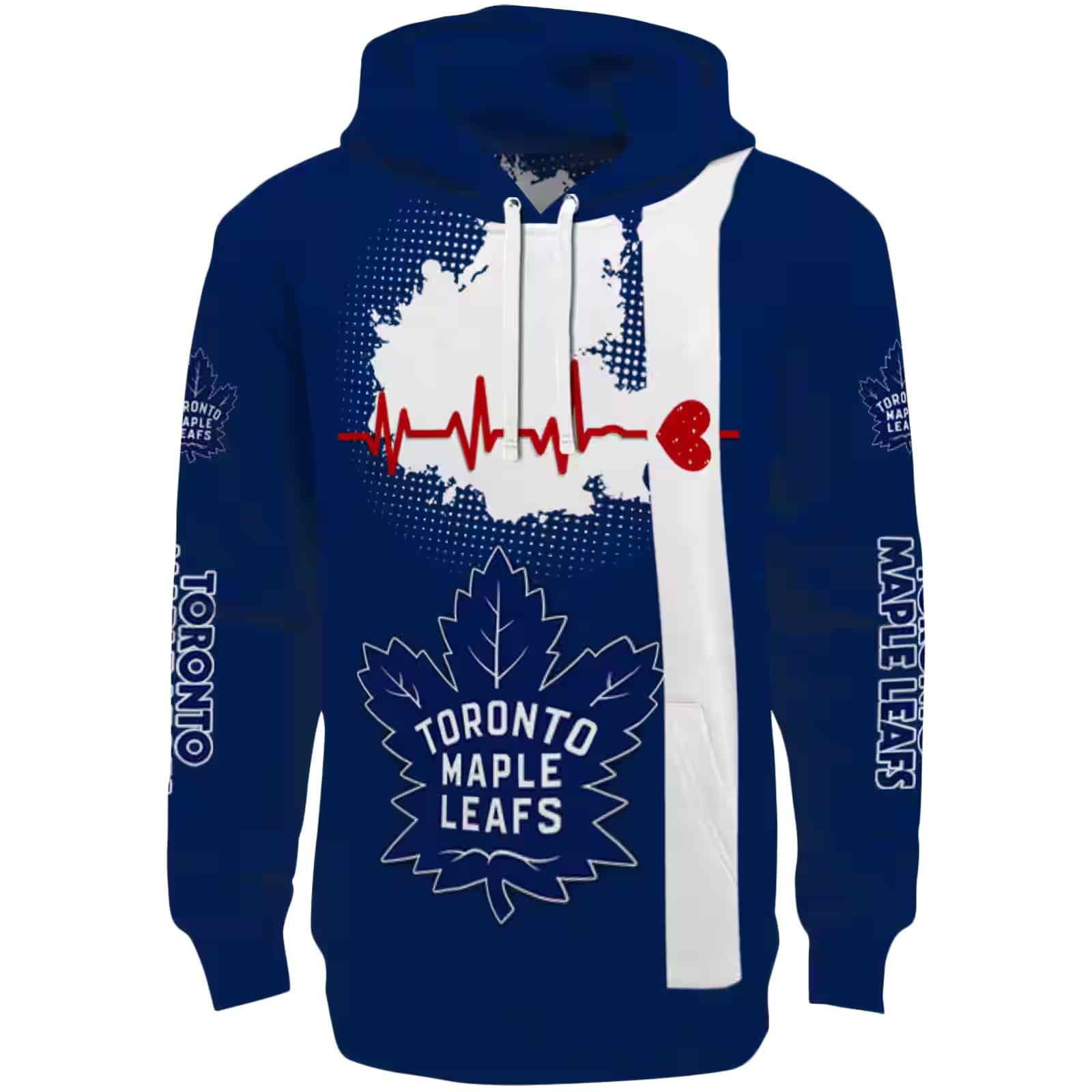 Toronto Maple Leafs Hockey Heartbeat Blue Hoodie