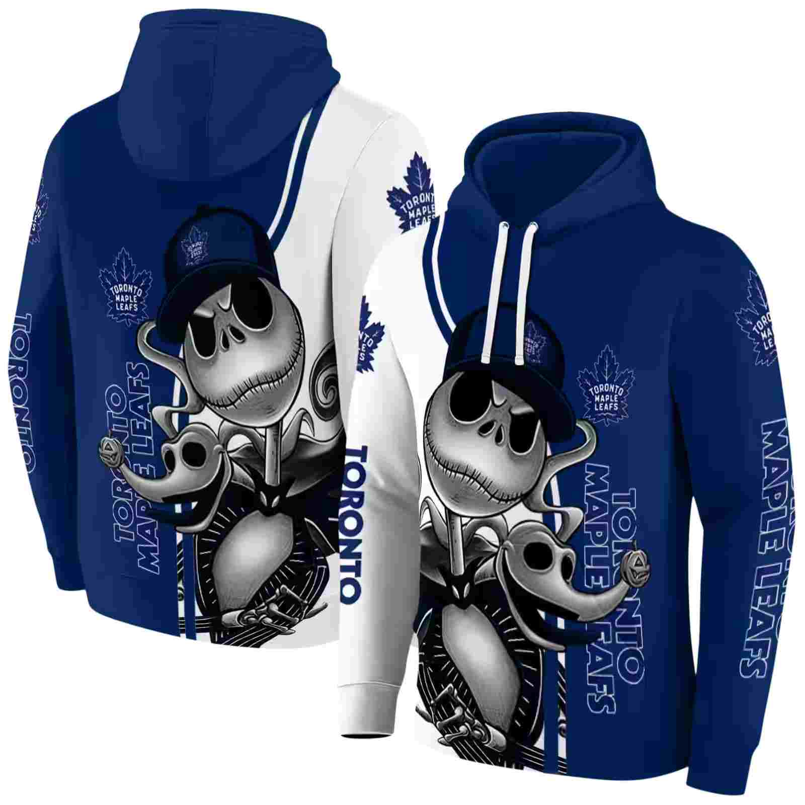 toronto maple leafs jack skellington blue hoodie fashion forward