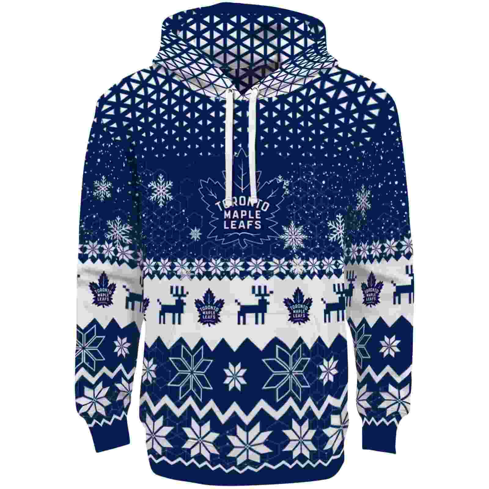 Toronto Maple Leafs Reindeer Motif Blue Hoodie