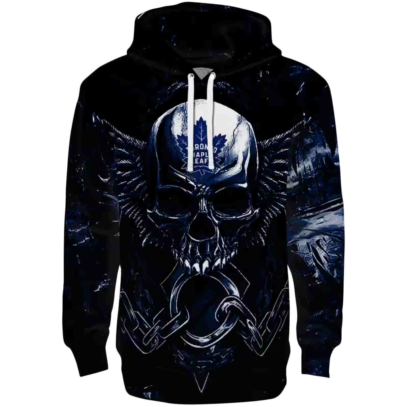 Toronto Maple Leafs Skull Artwork Blue Black Hoodie