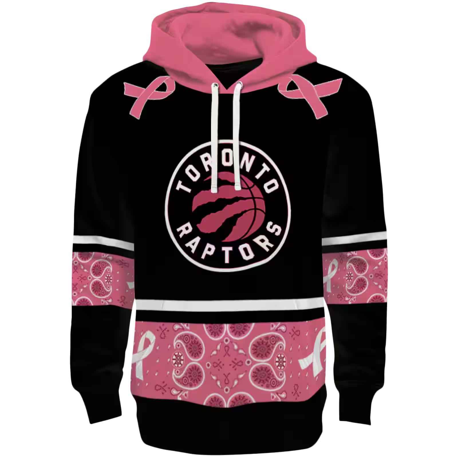 Toronto Raptors Awareness Ribbon Black Pink Hoodie