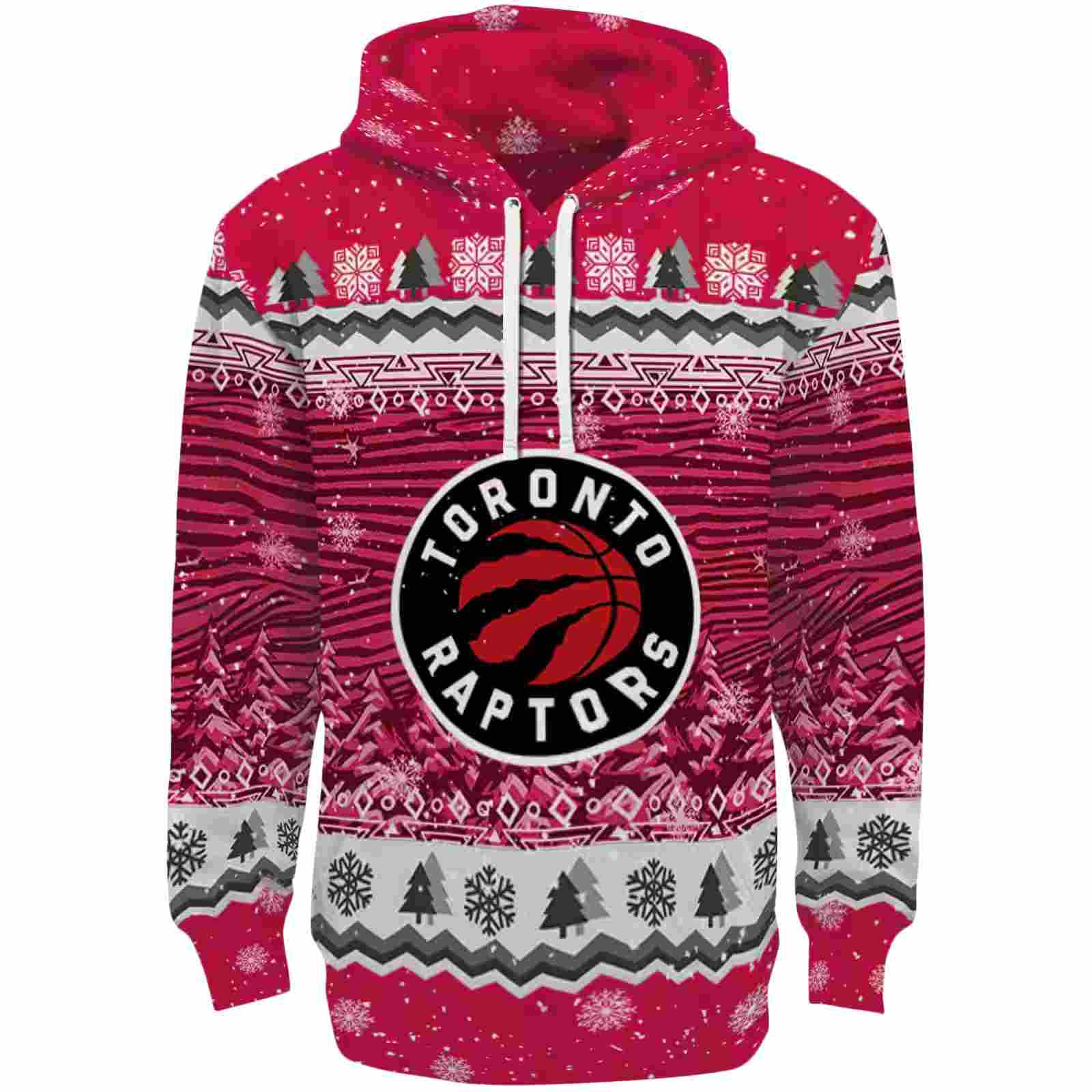 Toronto Raptors Christmas Trees Red Hoodie