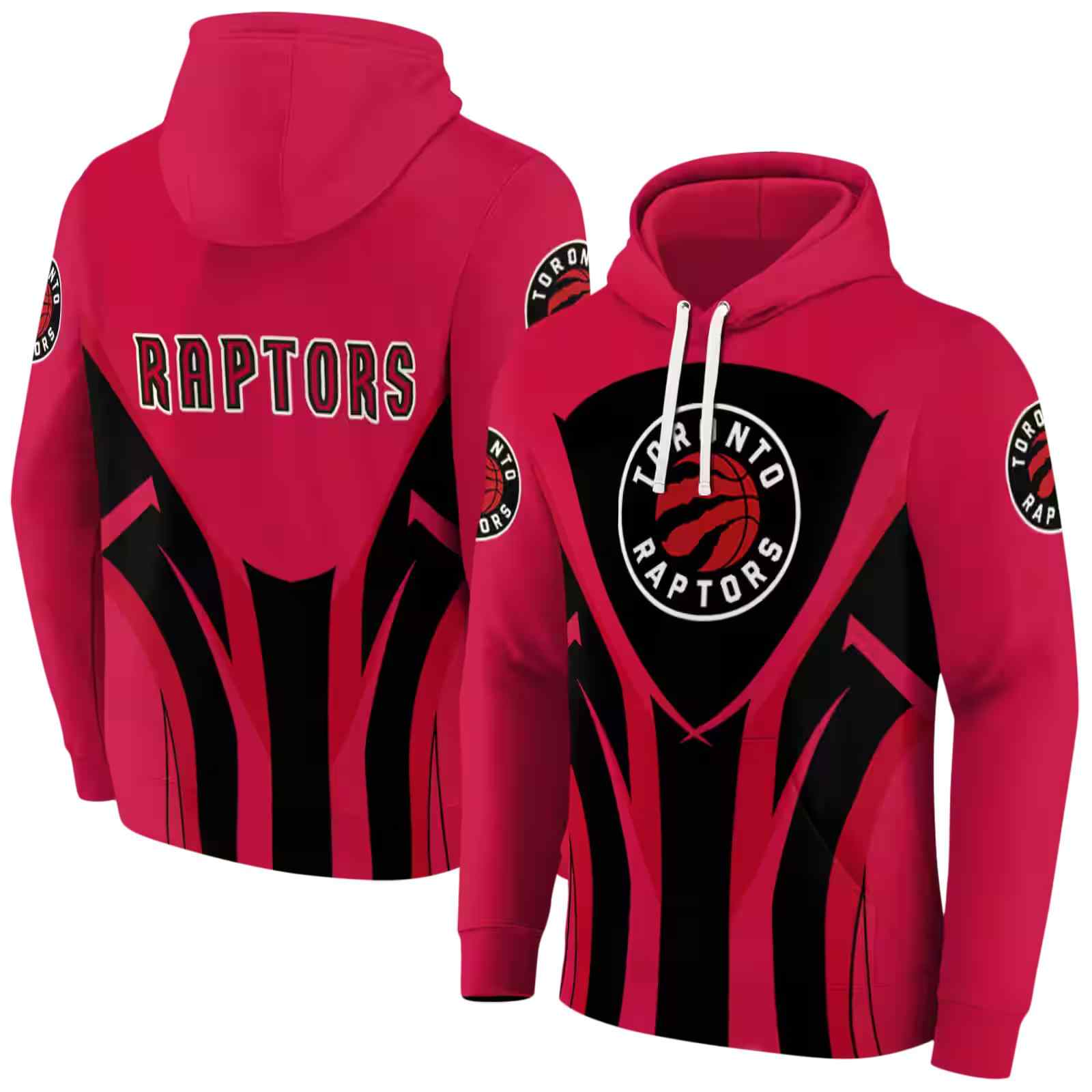 toronto raptors concentric lines red black hoodie fashion forward