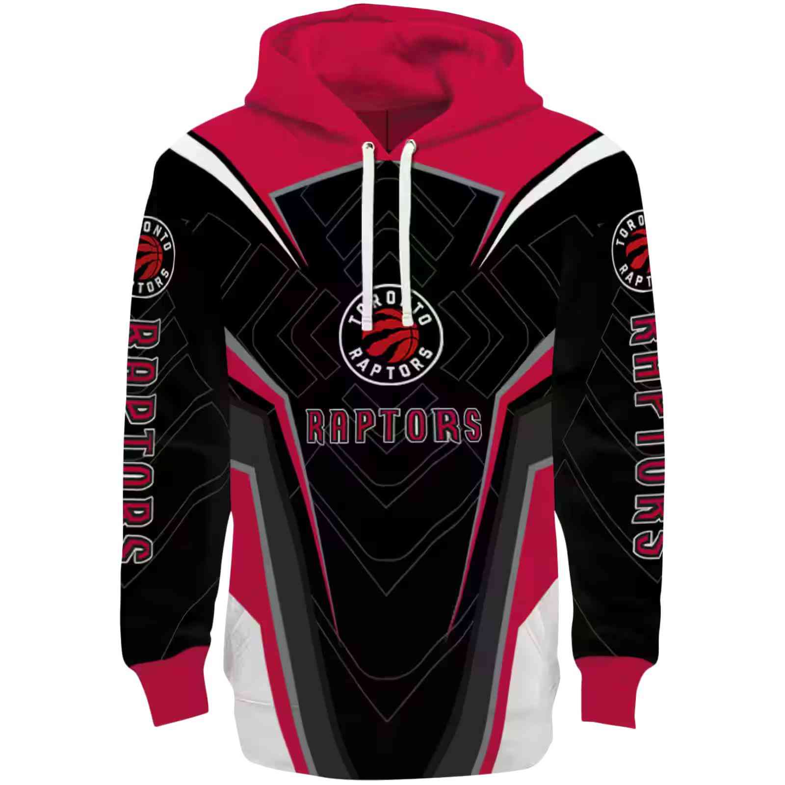 Toronto Raptors Futuristic Pattern Red Black Hoodie