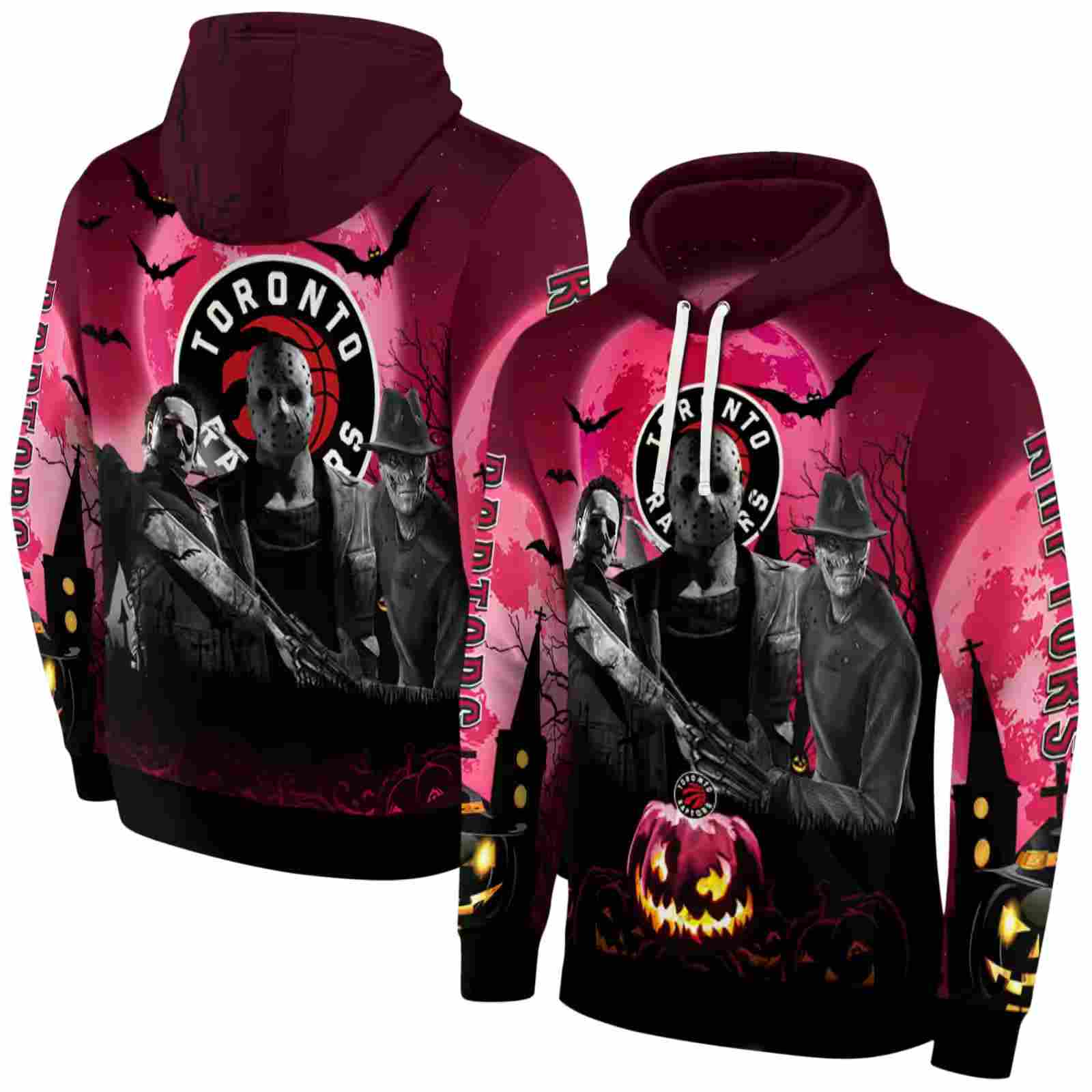 toronto raptors halloween vibes red black hoodie fashion forward