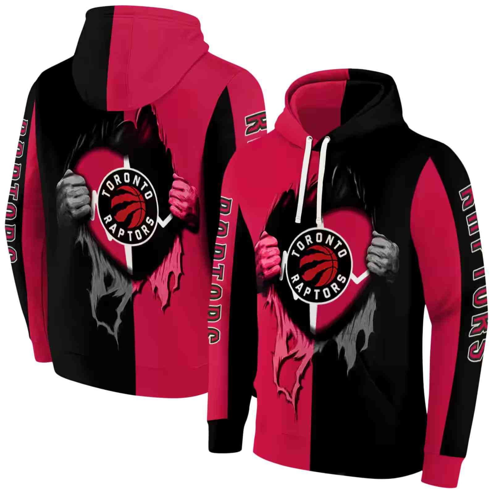 toronto raptors heartbeat graphic red hoodie fashion forward