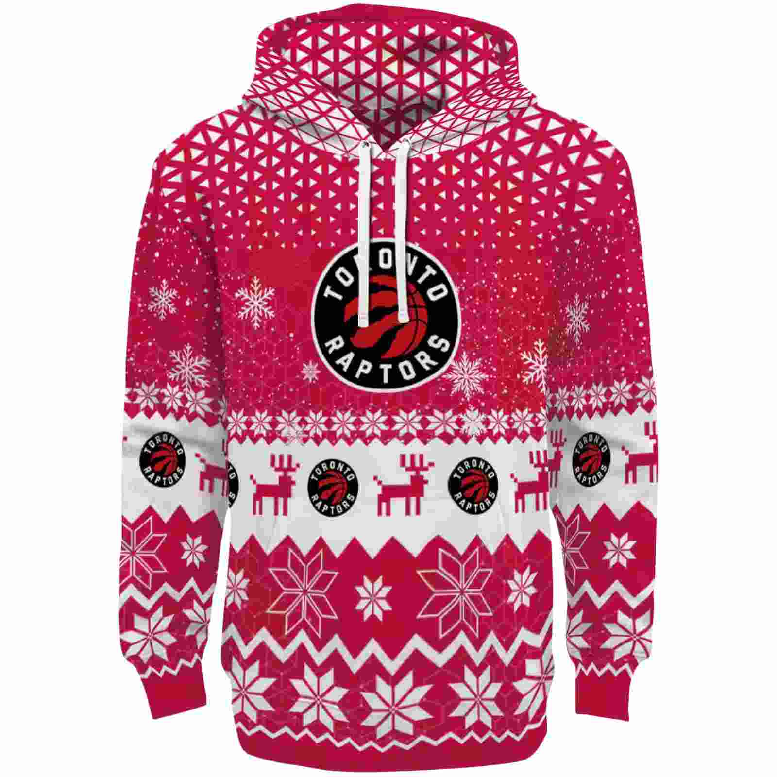 Toronto Raptors Reindeer Motif Red Hoodie