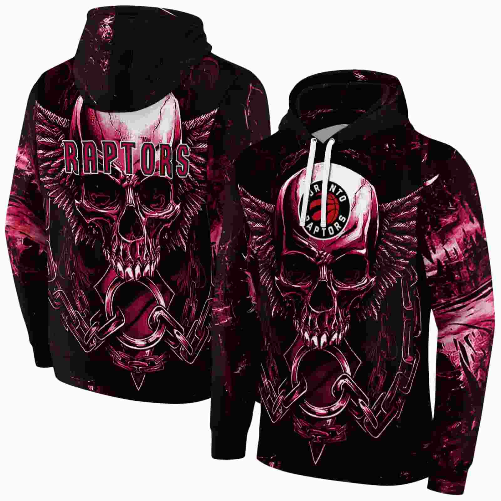 toronto raptors skull artwork red black hoodie fashion forward