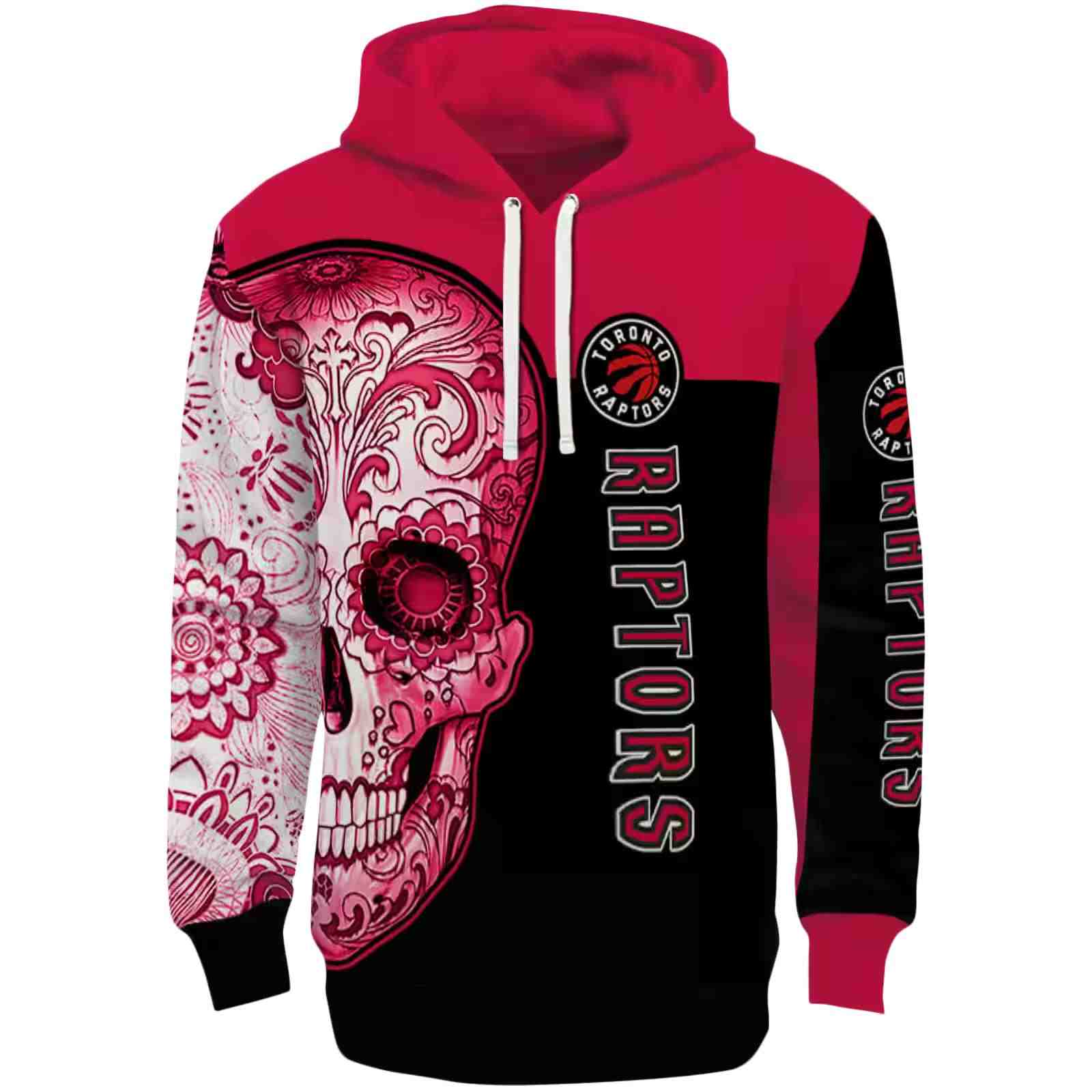 Toronto Raptors Sugar Skull Red Black Hoodie