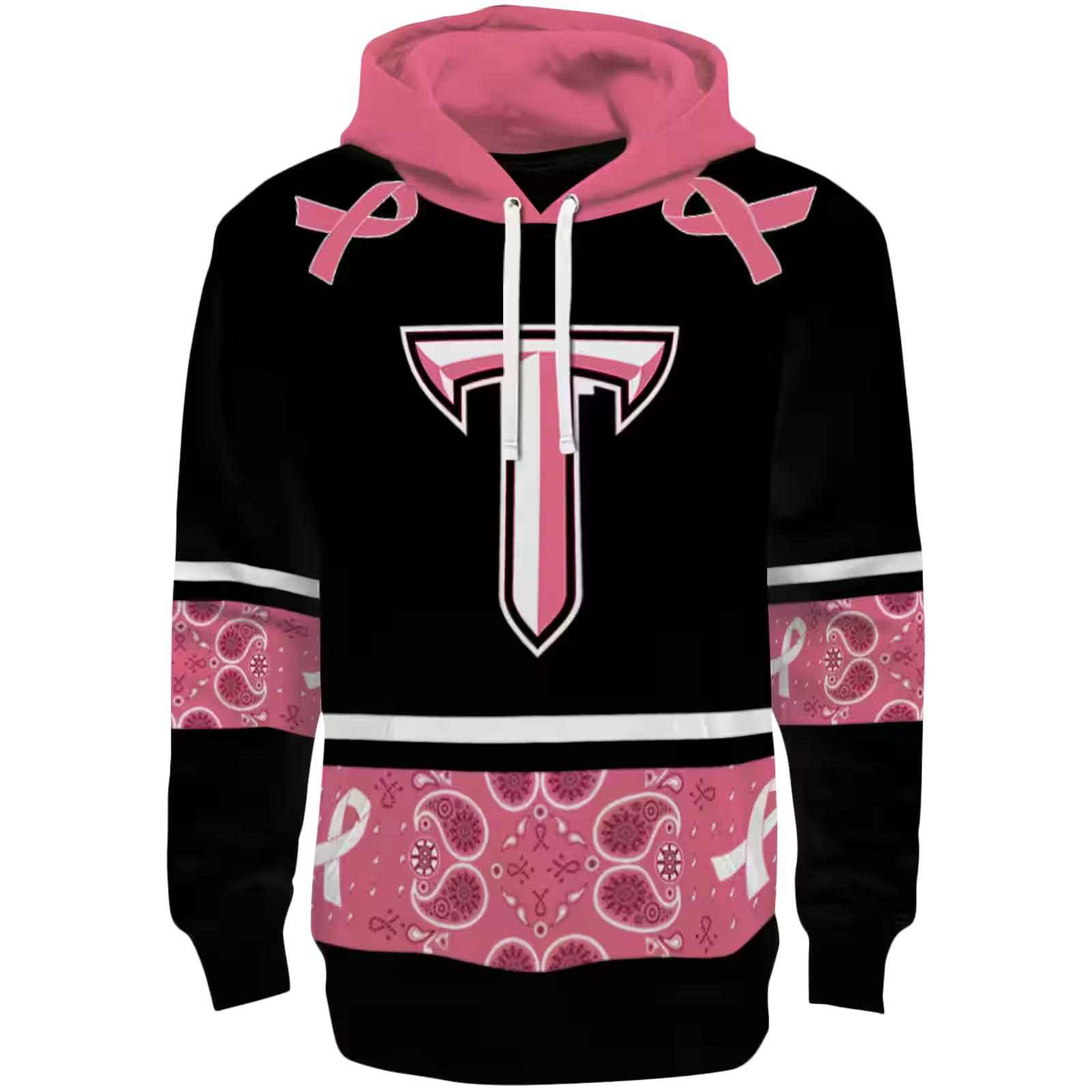 Troy Trojans Awareness Ribbon Black Pink Hoodie