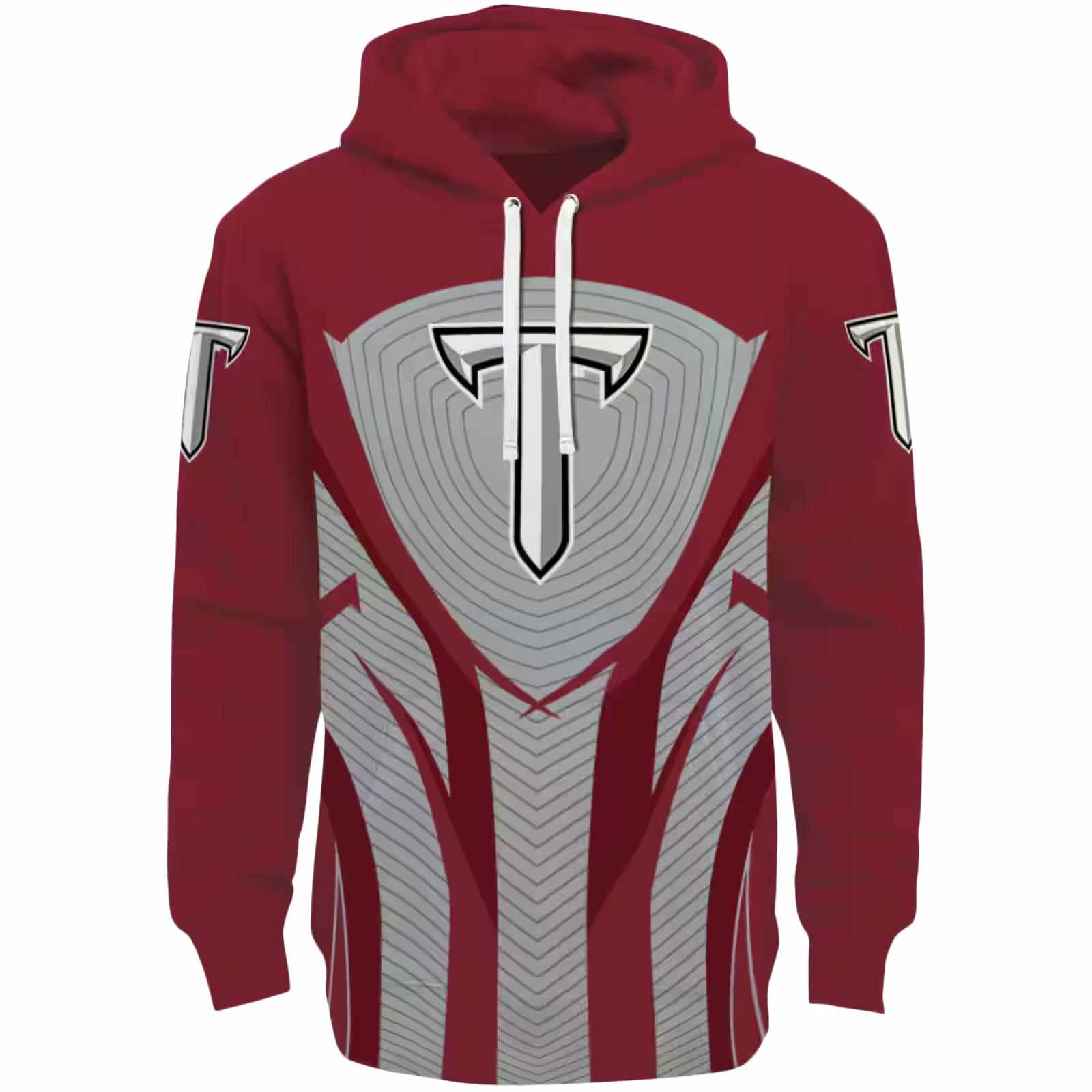 Troy Trojans Concentric Lines Red Black Hoodie