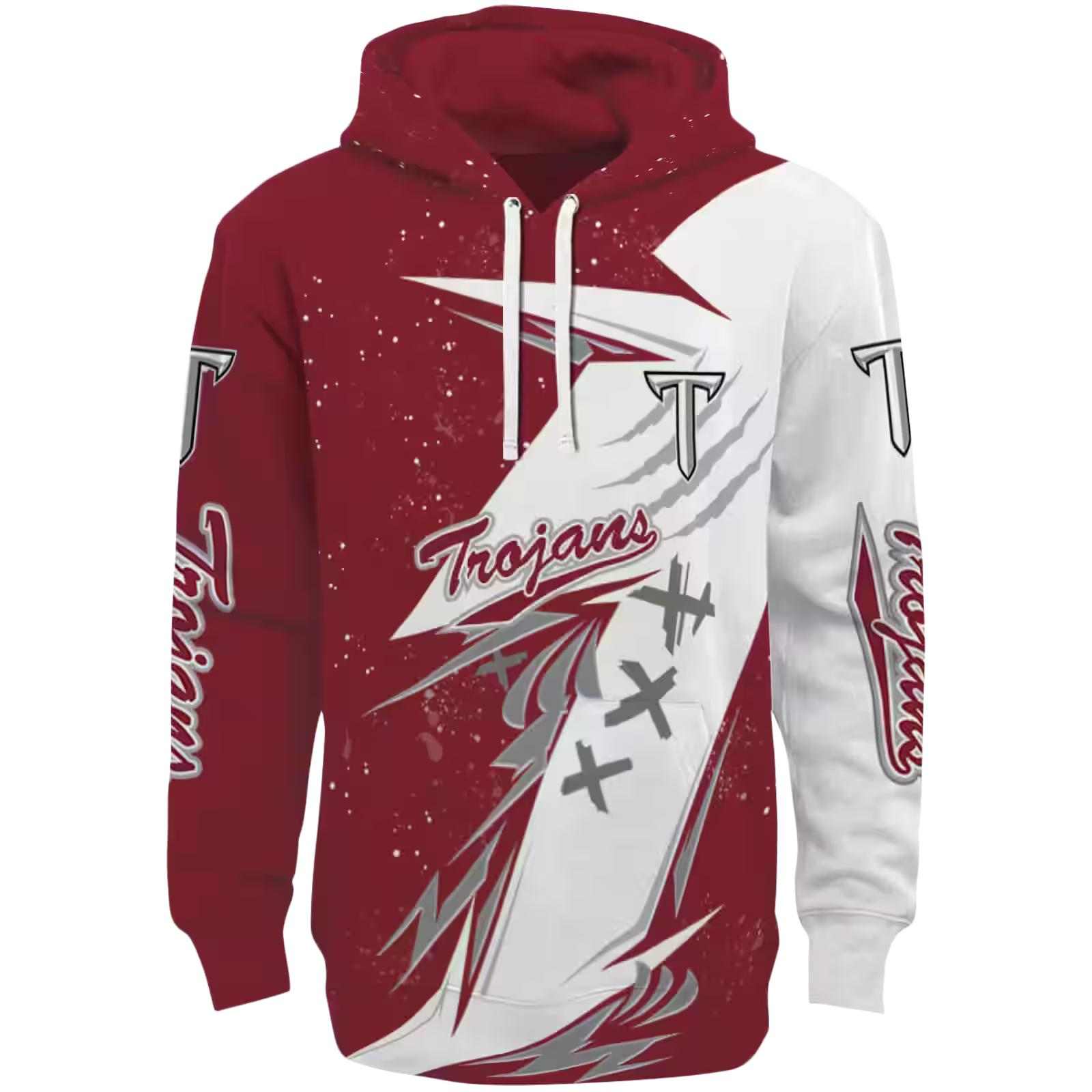 Troy Trojans Dynamic Slash Red White Hoodie