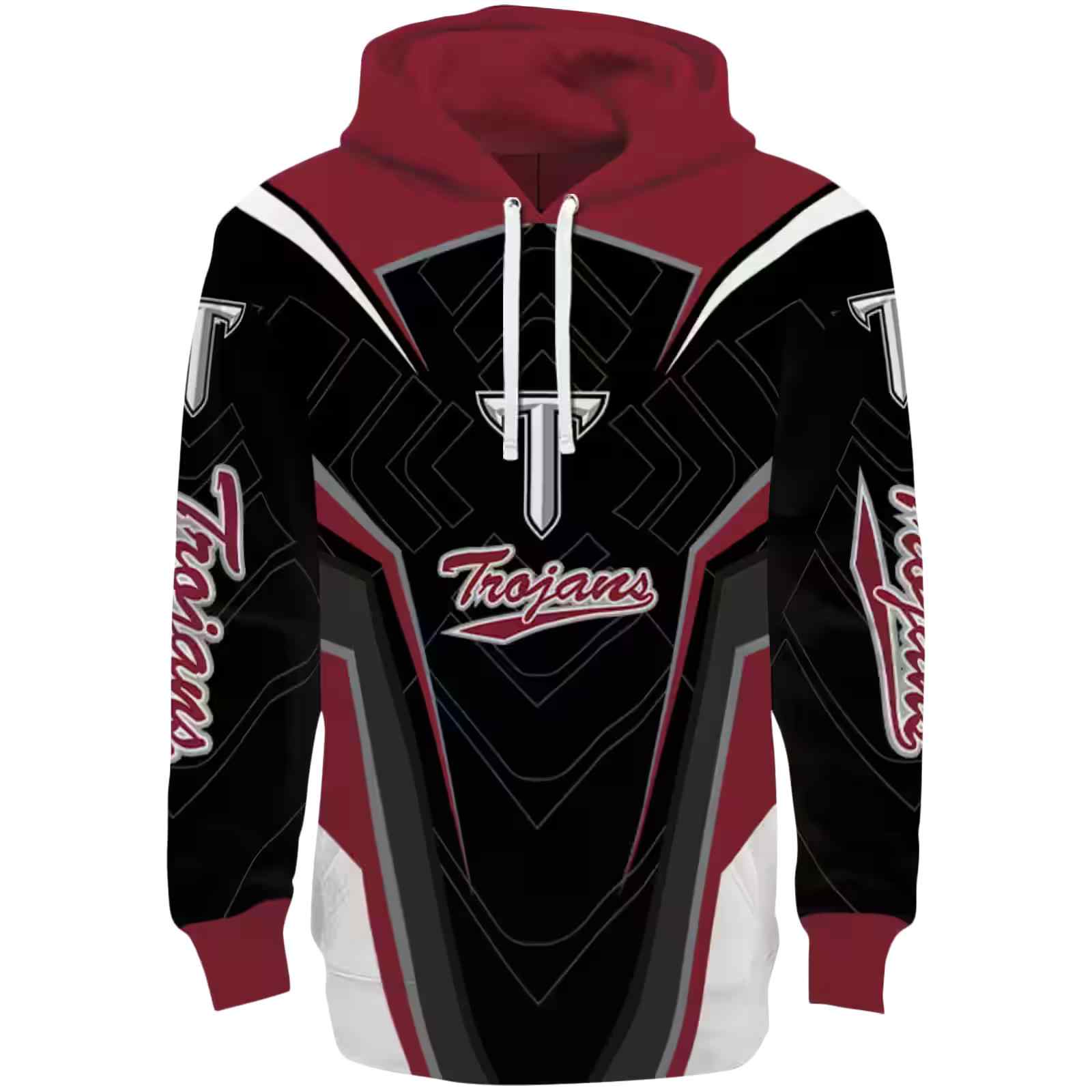 Troy Trojans Futuristic Pattern Red Black Hoodie