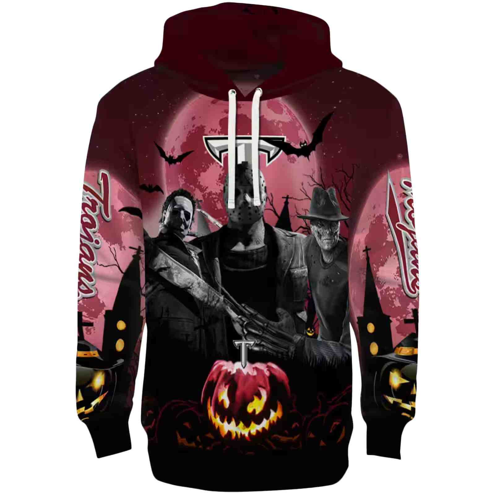 Troy Trojans Halloween Vibes Red Black Hoodie