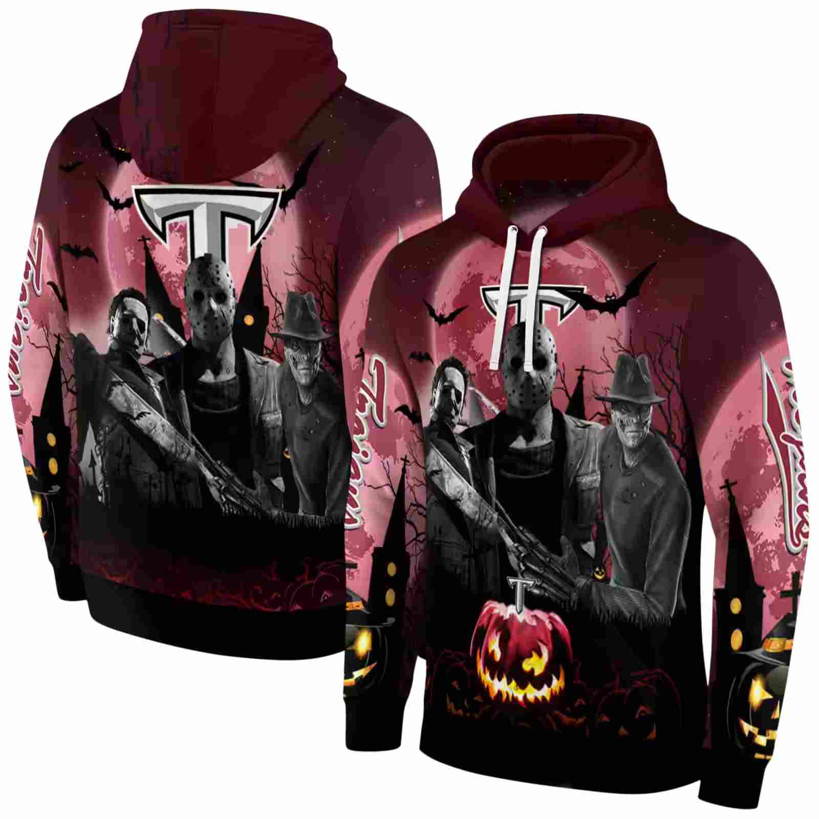 troy trojans halloween vibes red black hoodie fashion forward