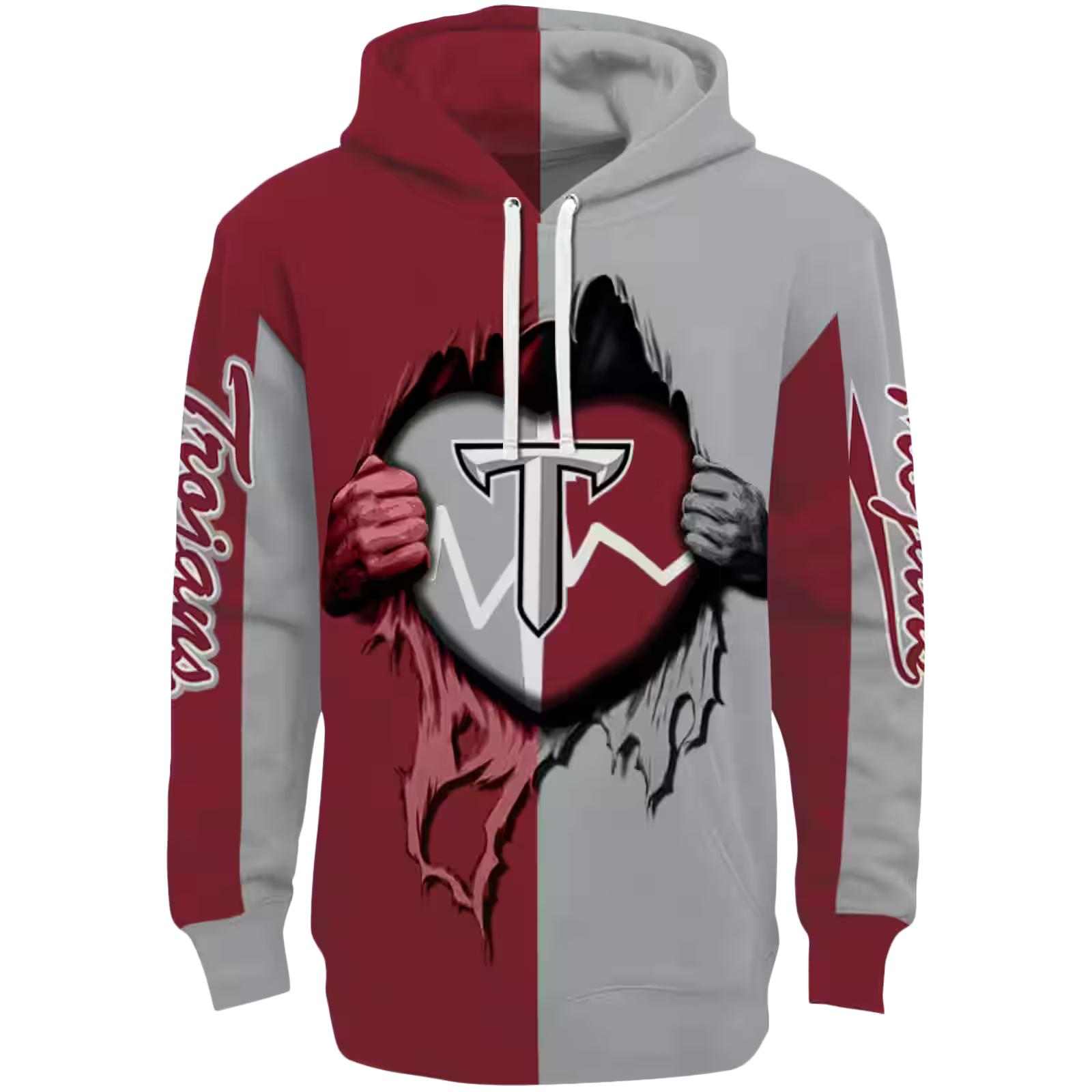 Troy Trojans Heartbeat Graphic Red Hoodie