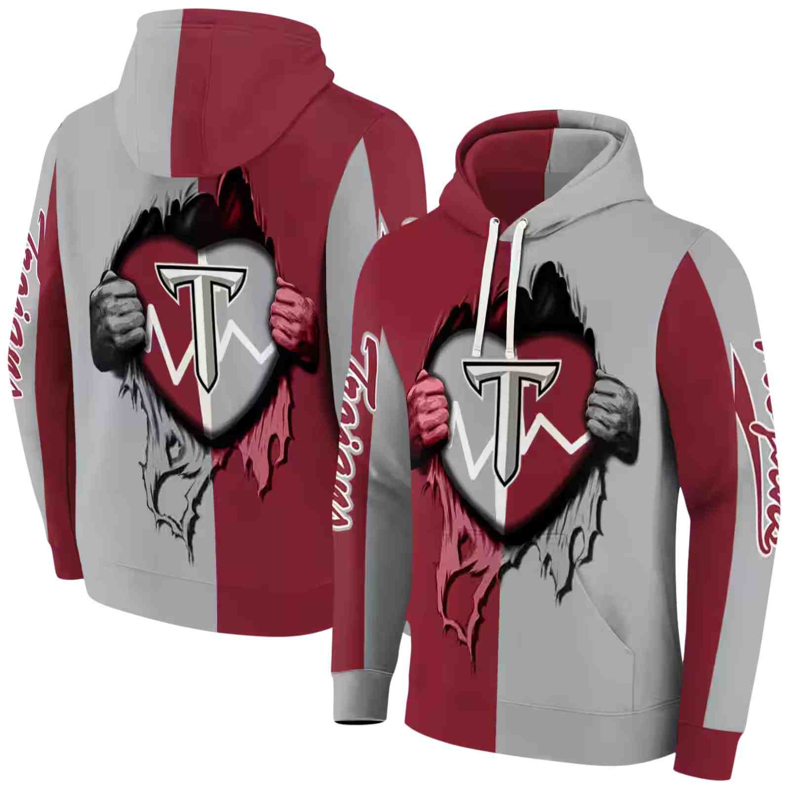 troy trojans heartbeat graphic red hoodie fashion forward