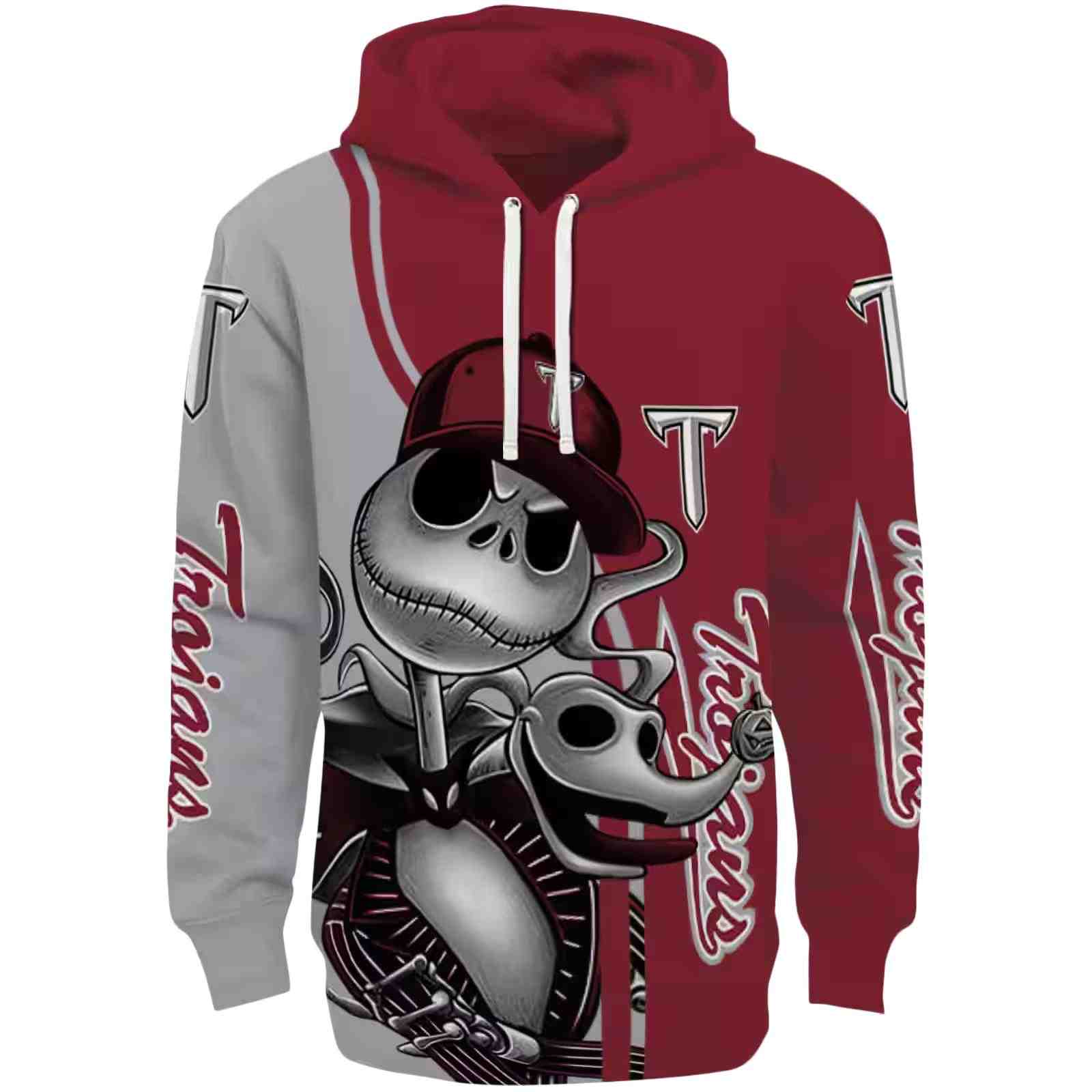 Troy Trojans Jack Skellington Red Hoodie