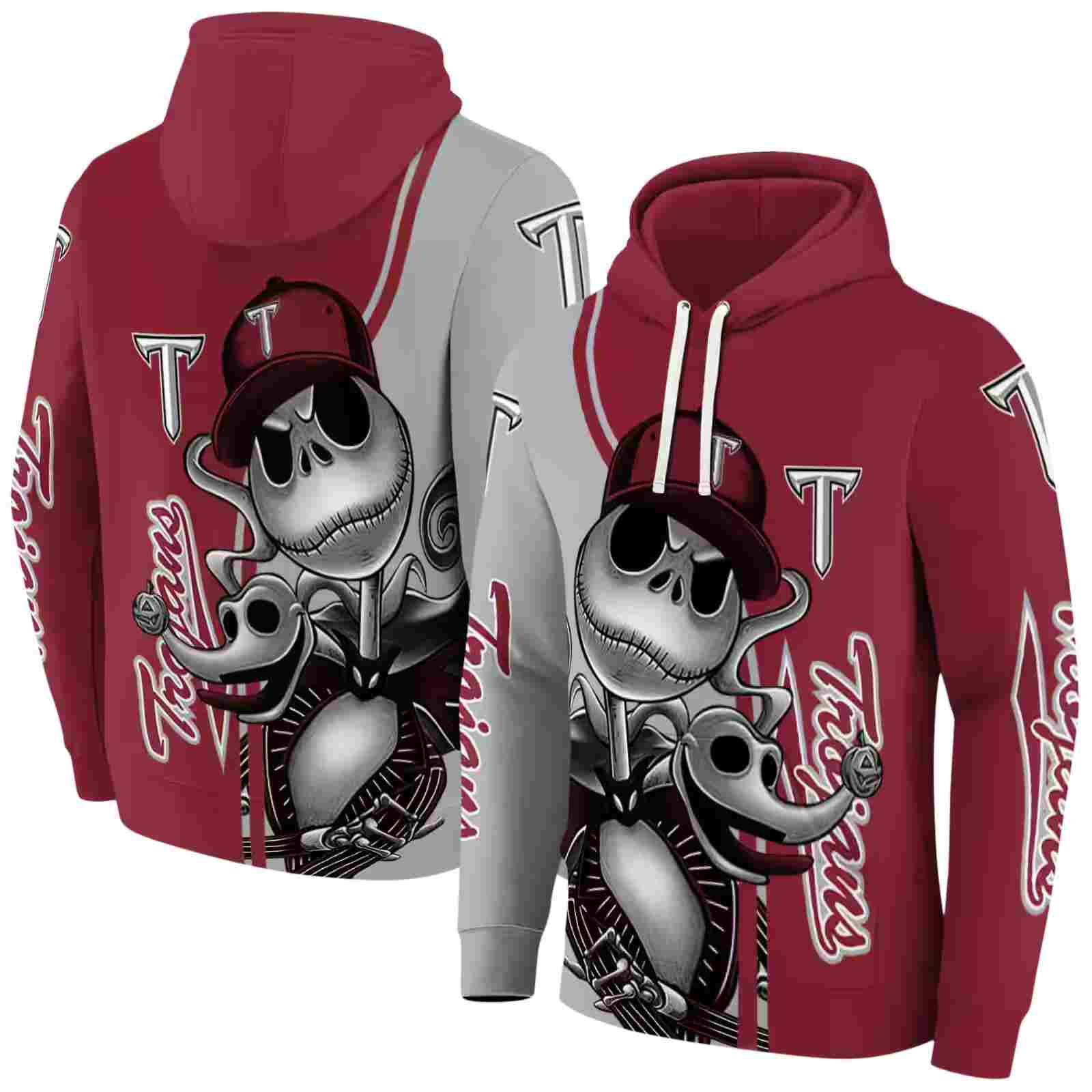 troy trojans jack skellington red hoodie fashion forward