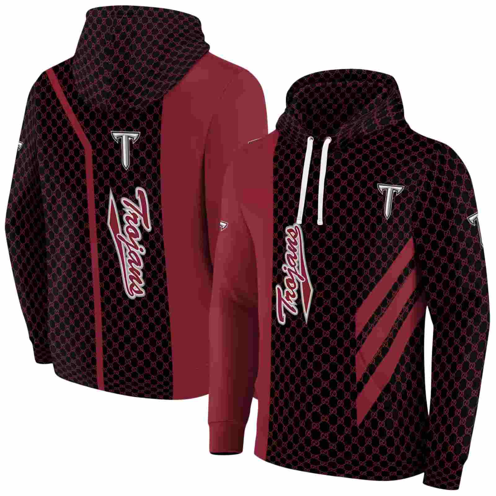 troy trojans monogram pattern red hoodie fashion forward