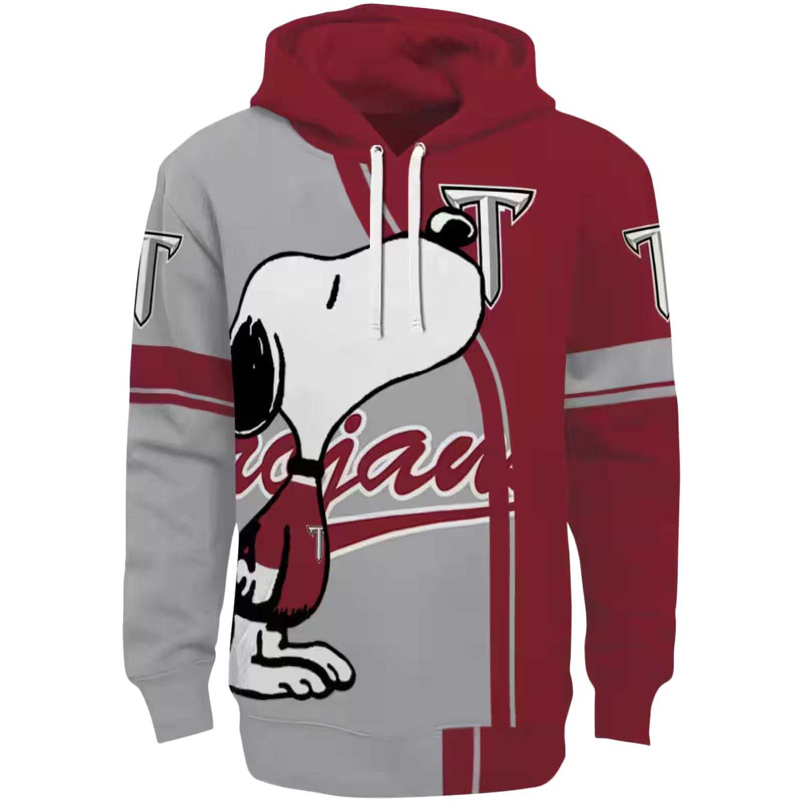 Troy Trojans Playful Snoopy Red Hoodie