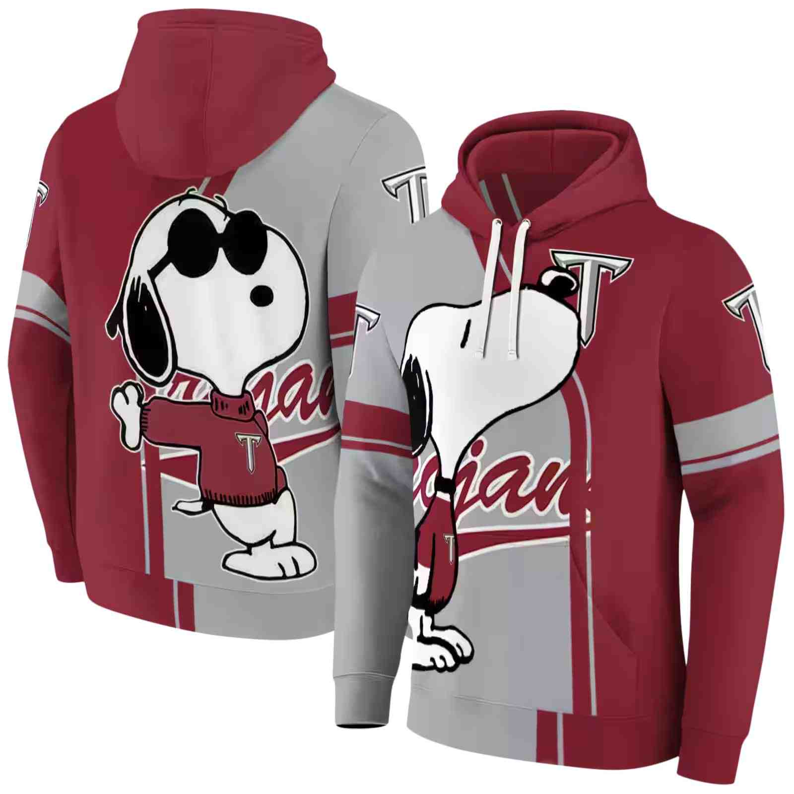 troy trojans playful snoopy red hoodie fashion forward