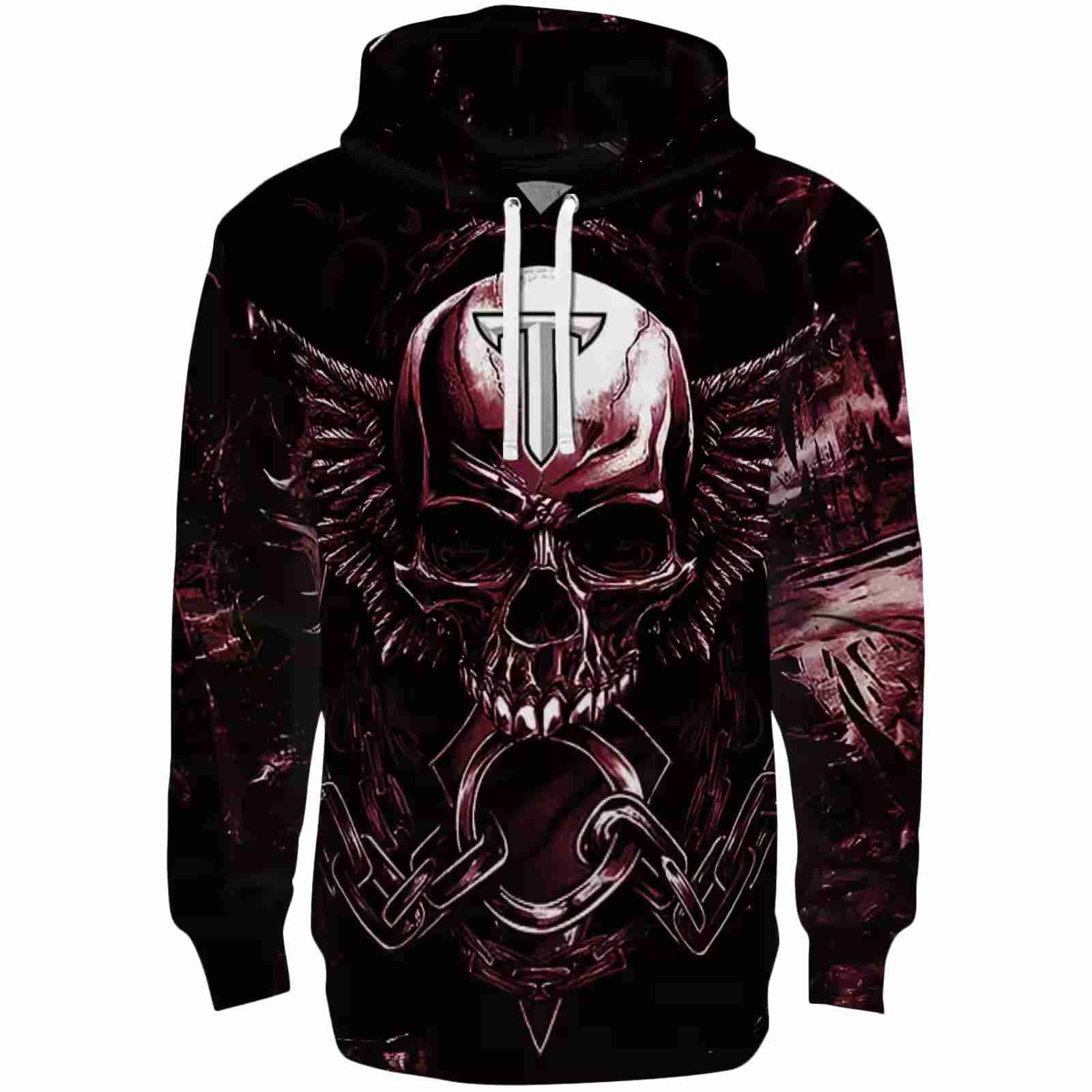 Troy Trojans Skull Artwork Red Black Hoodie