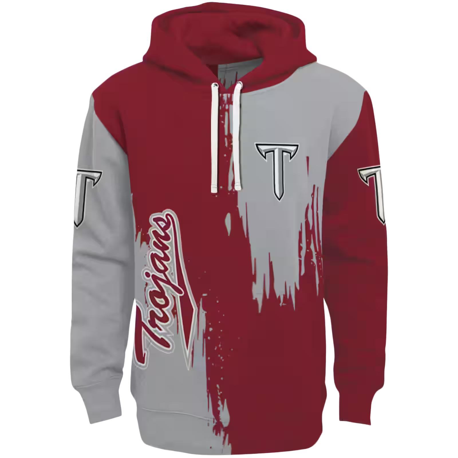 Troy Trojans Splatter Effect Red Hoodie