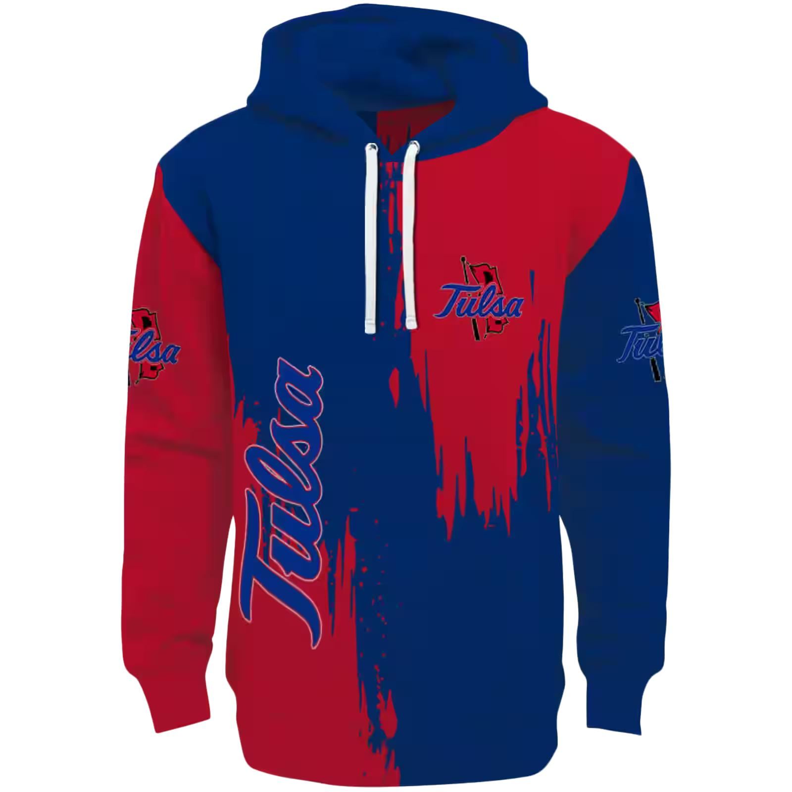 Tulsa Golden Hurricane Splatter Effect Blue Hoodie