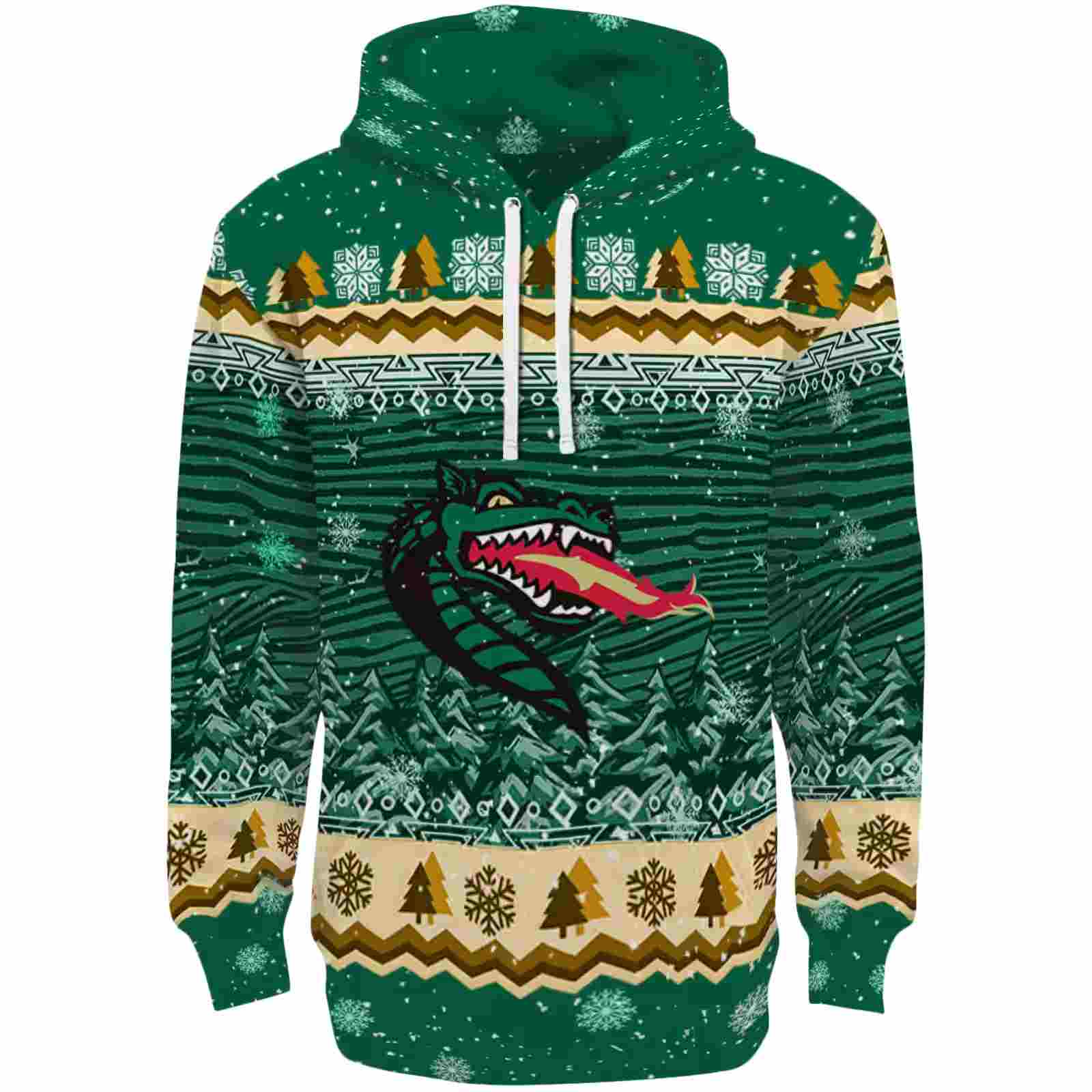 UAB Blazers Christmas Trees Green Hoodie
