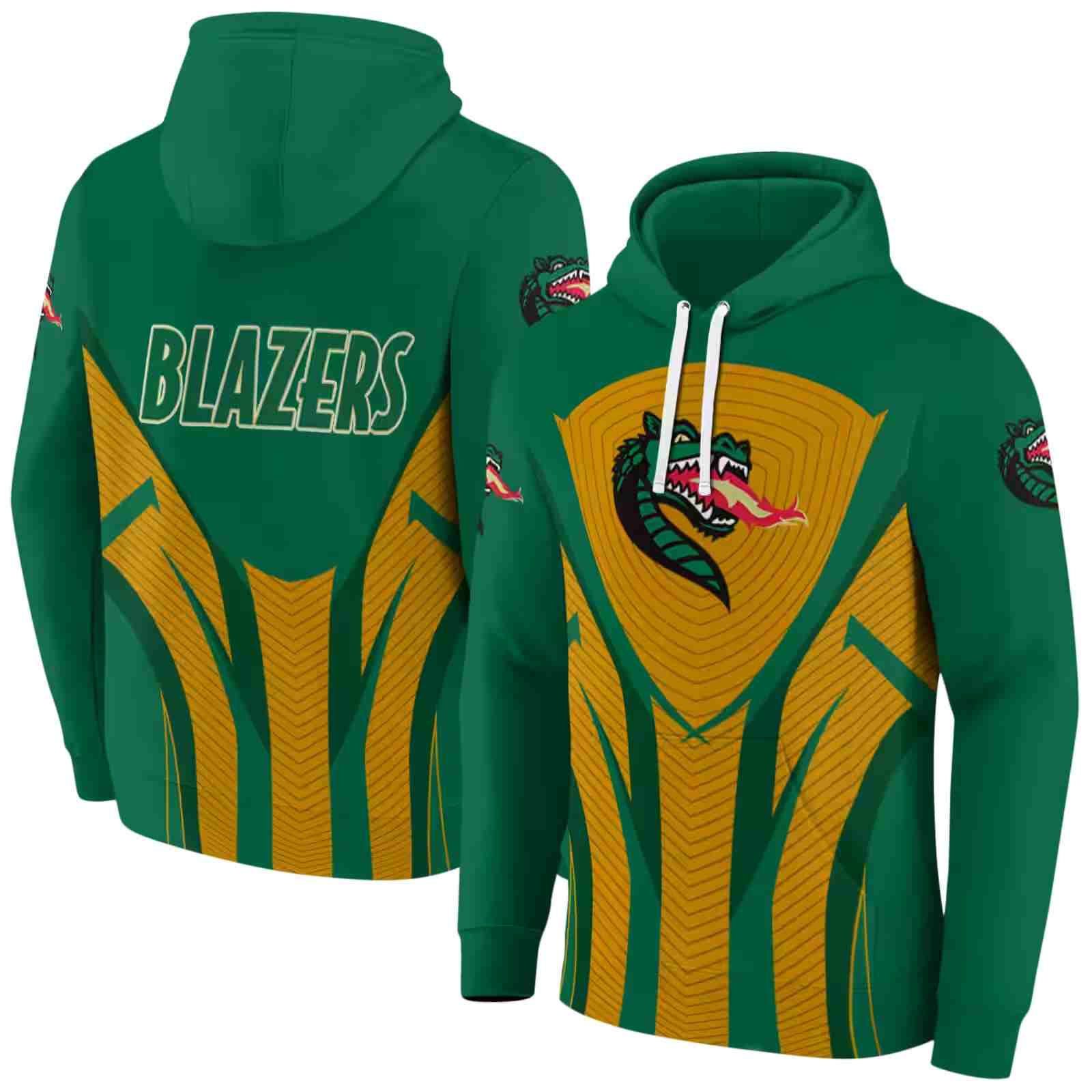 uab blazers concentric lines green black hoodie fashion forward