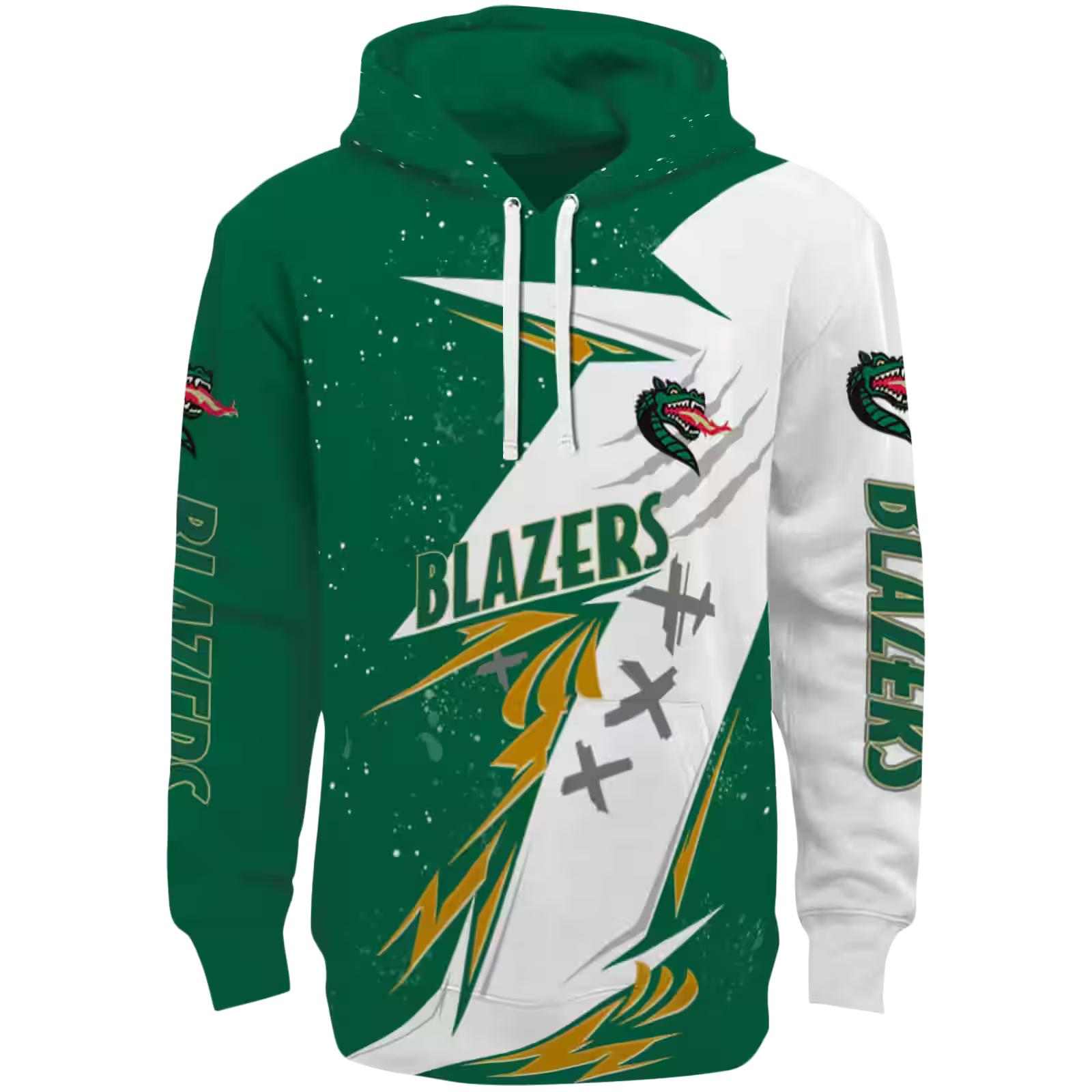 UAB Blazers Dynamic Slash Green White Hoodie