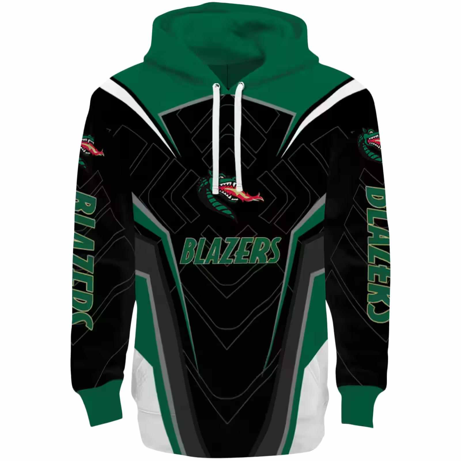 UAB Blazers Futuristic Pattern Green Black Hoodie