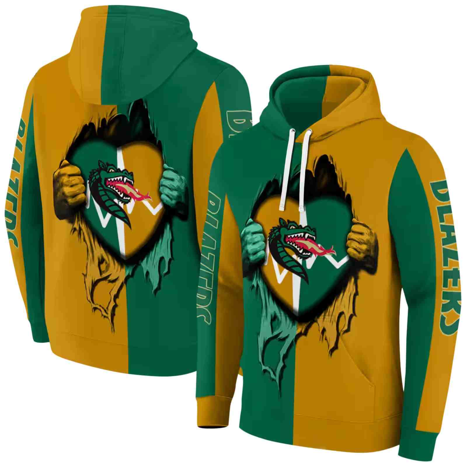 uab blazers heartbeat graphic green hoodie fashion forward