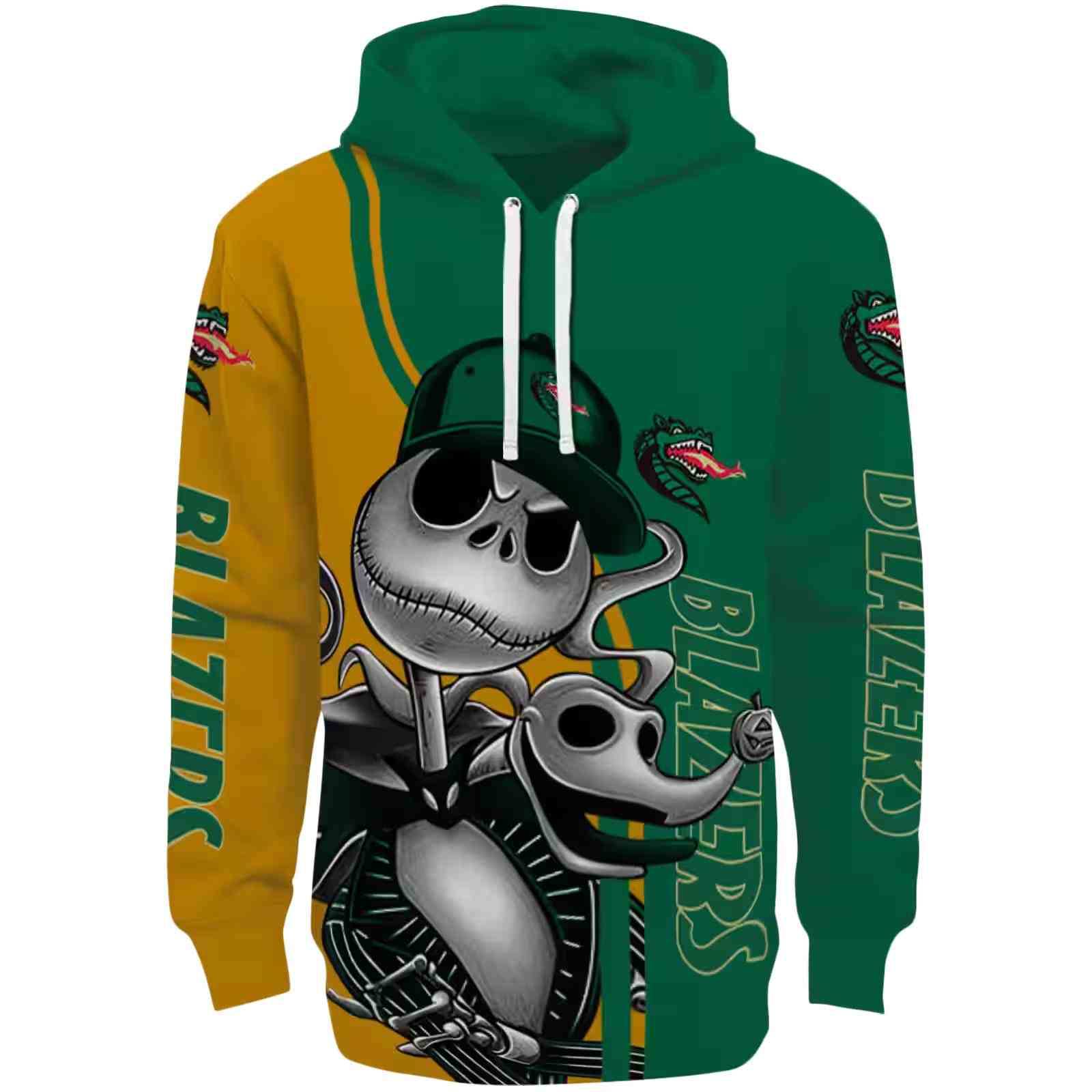 UAB Blazers Jack Skellington Green Hoodie
