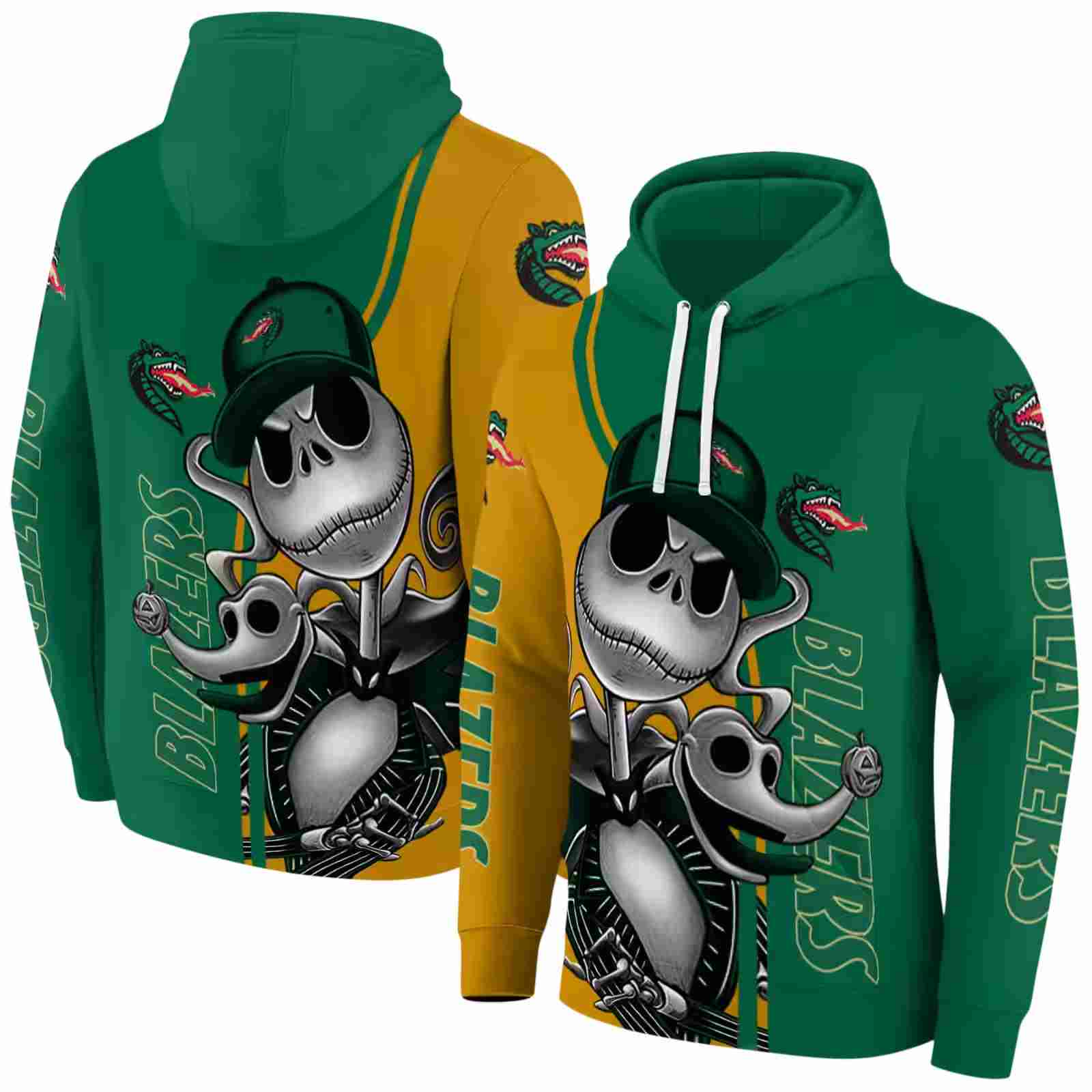 uab blazers jack skellington green hoodie fashion forward
