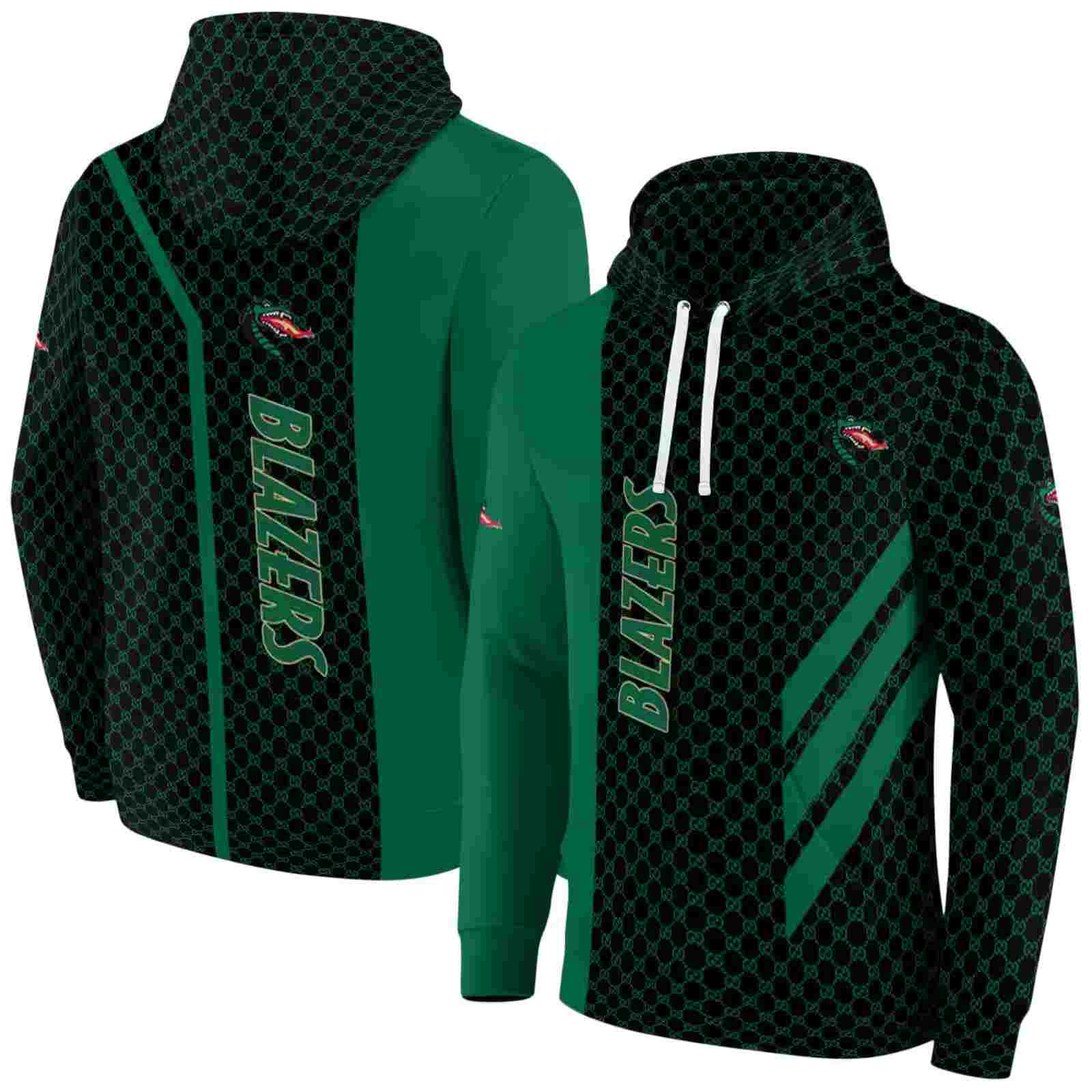 uab blazers monogram pattern green hoodie fashion forward