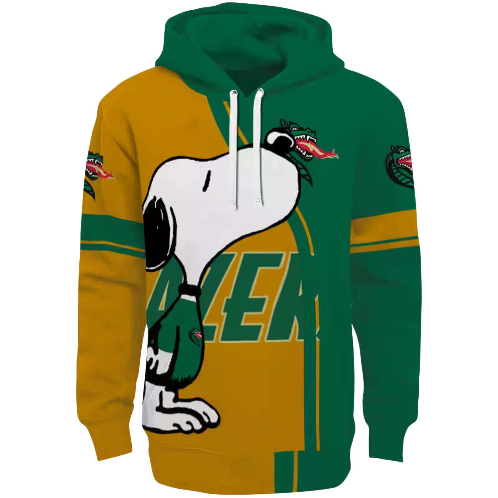 UAB Blazers Playful Snoopy Green Hoodie