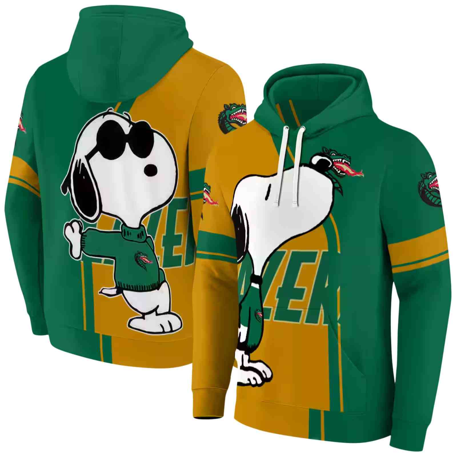 uab blazers playful snoopy green hoodie fashion forward