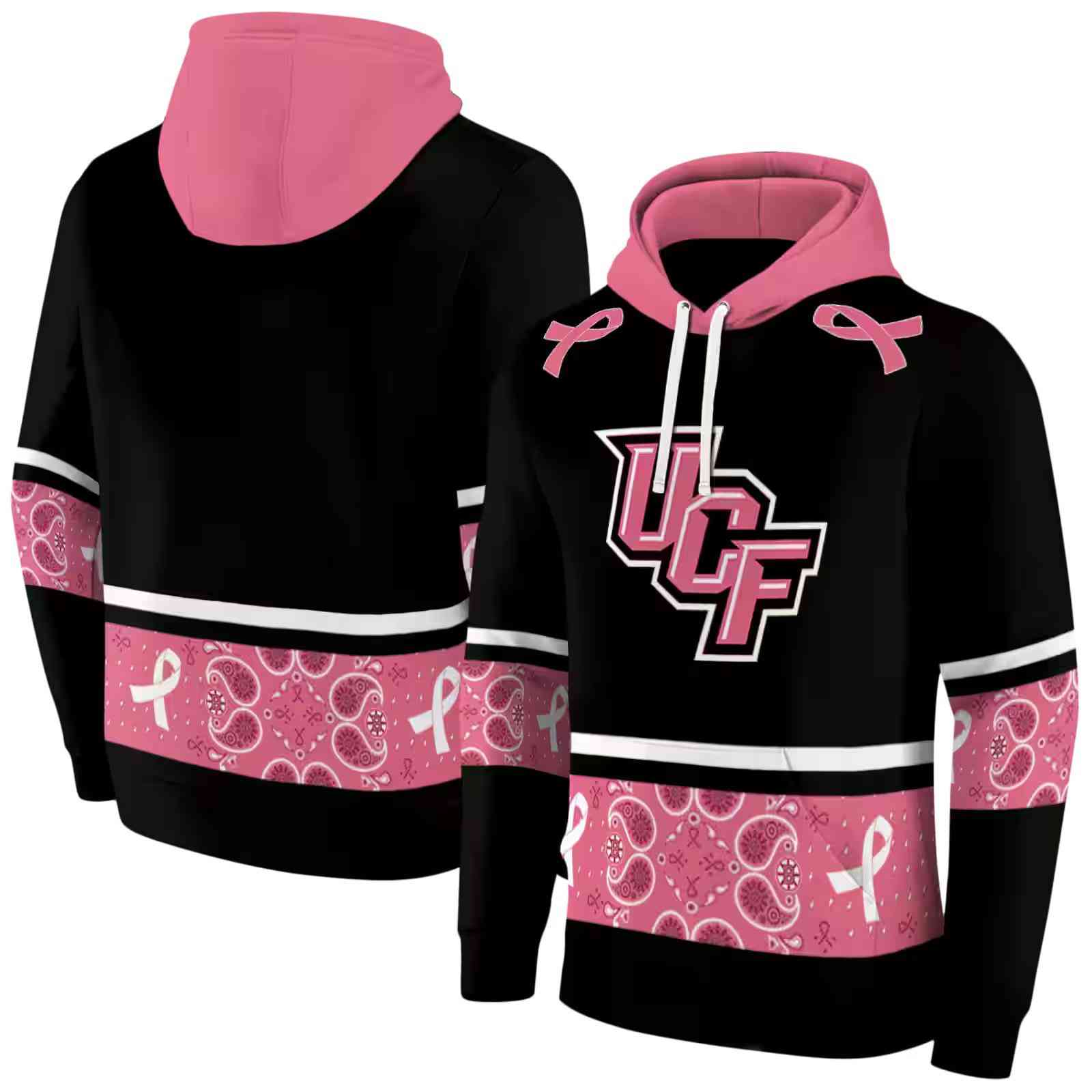 ucf knights awareness ribbon black pink hoodie fashion forward