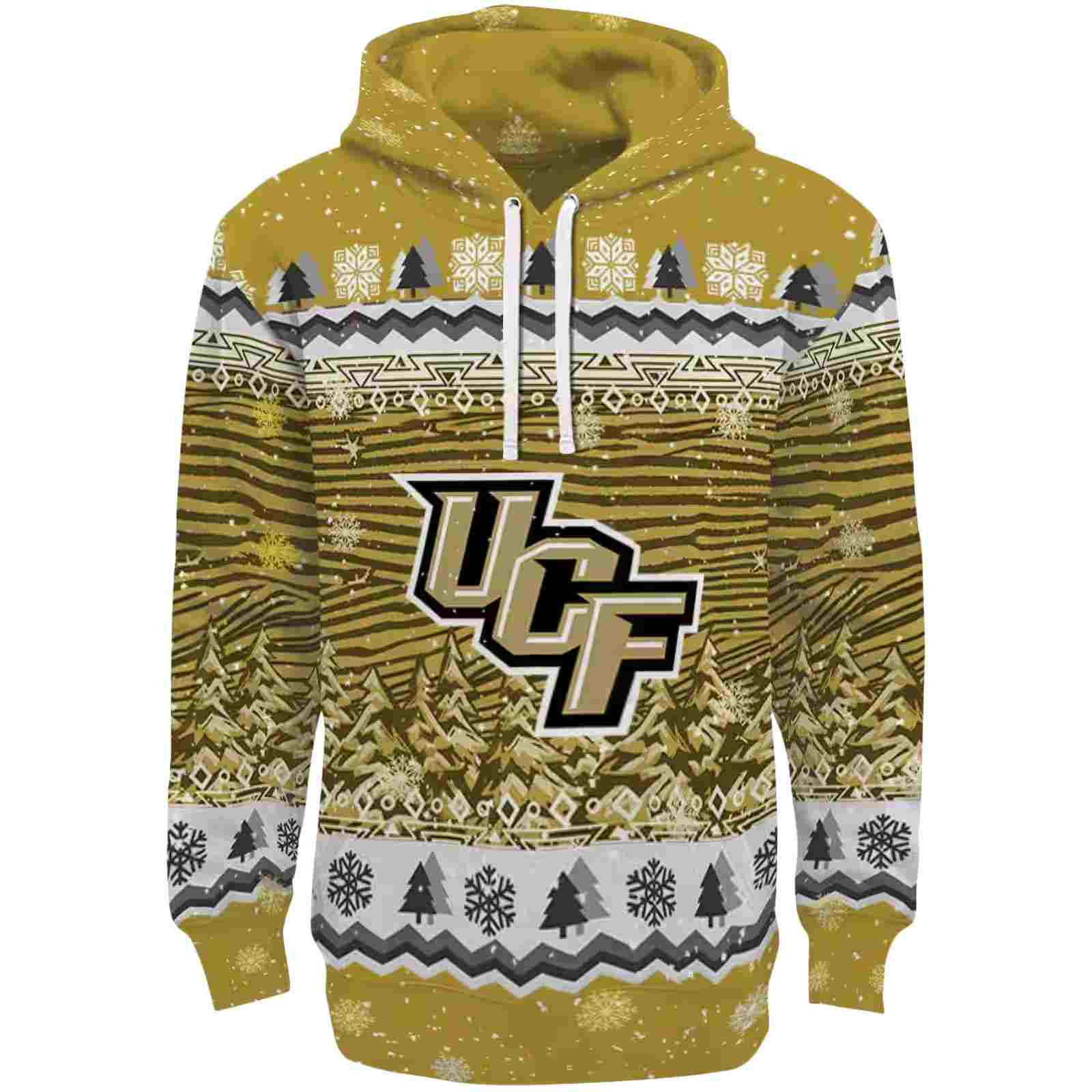 UCF Knights Christmas Trees Gold Hoodie