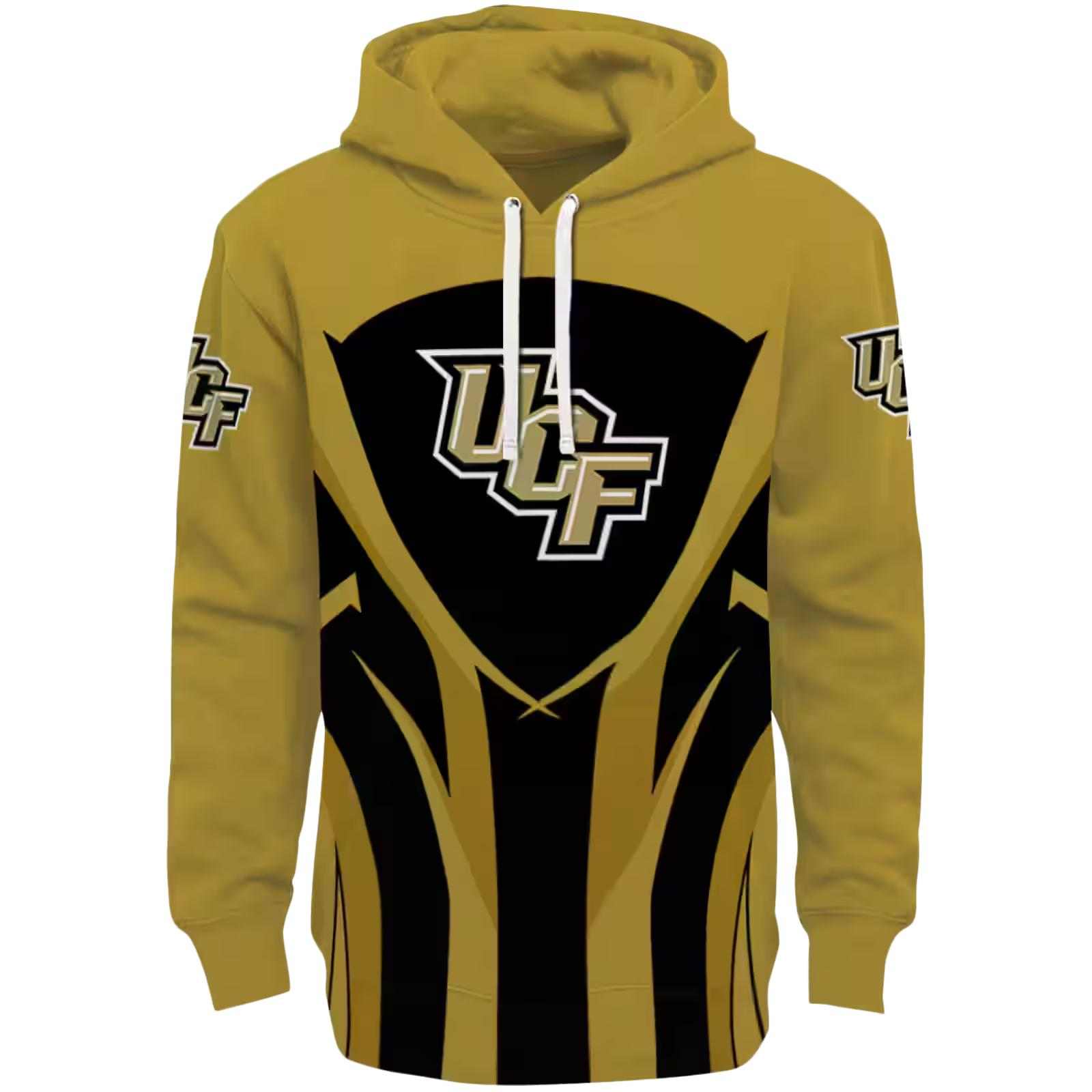 UCF Knights Concentric Lines Gold Black Hoodie