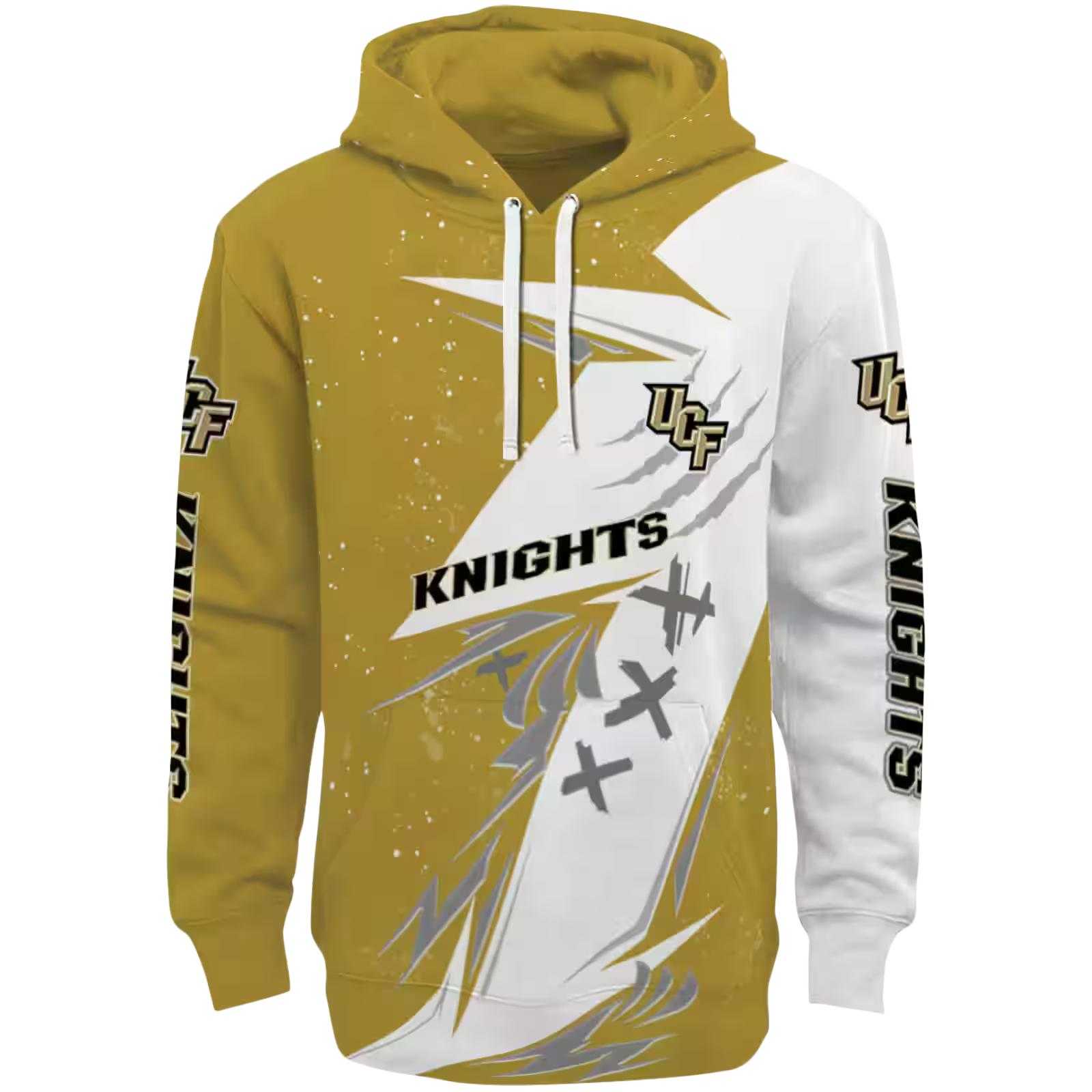 UCF Knights Dynamic Slash Gold White Hoodie