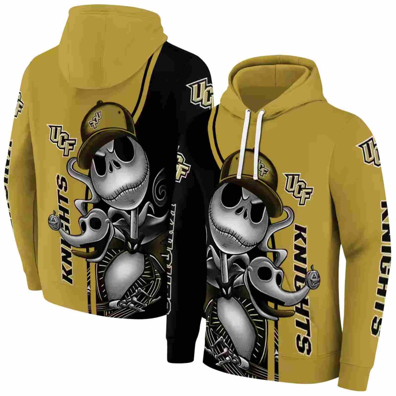 ucf knights jack skellington gold hoodie fashion forward