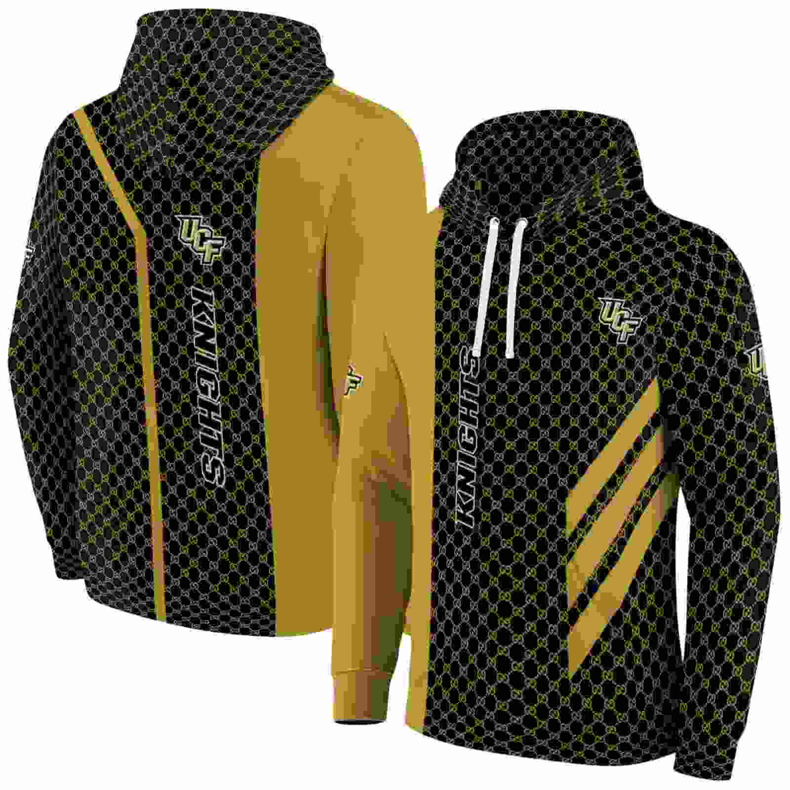 ucf knights monogram pattern gold hoodie fashion forward