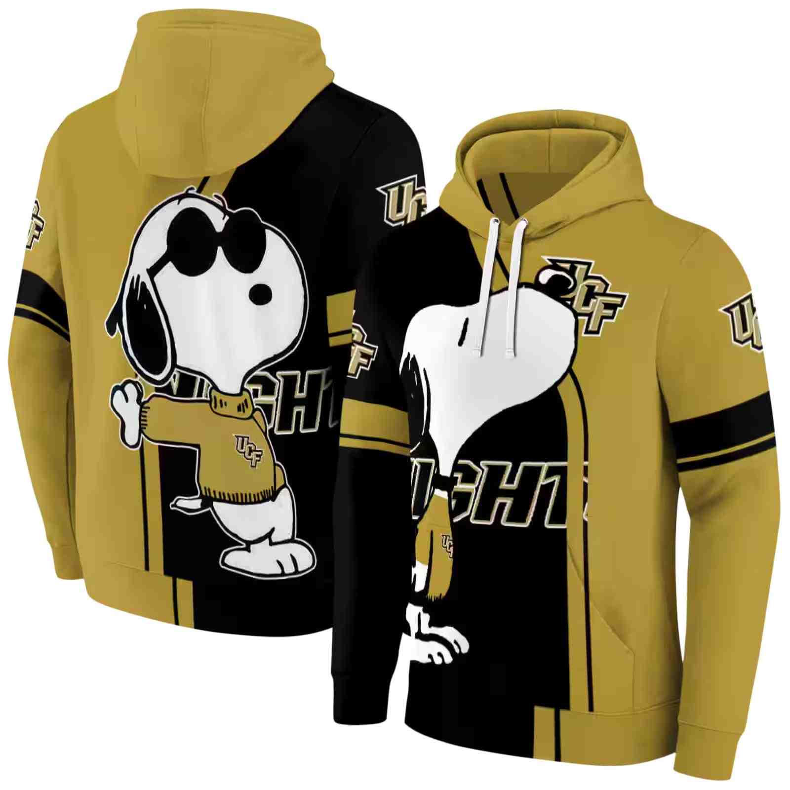 ucf knights playful snoopy gold hoodie fashion forward