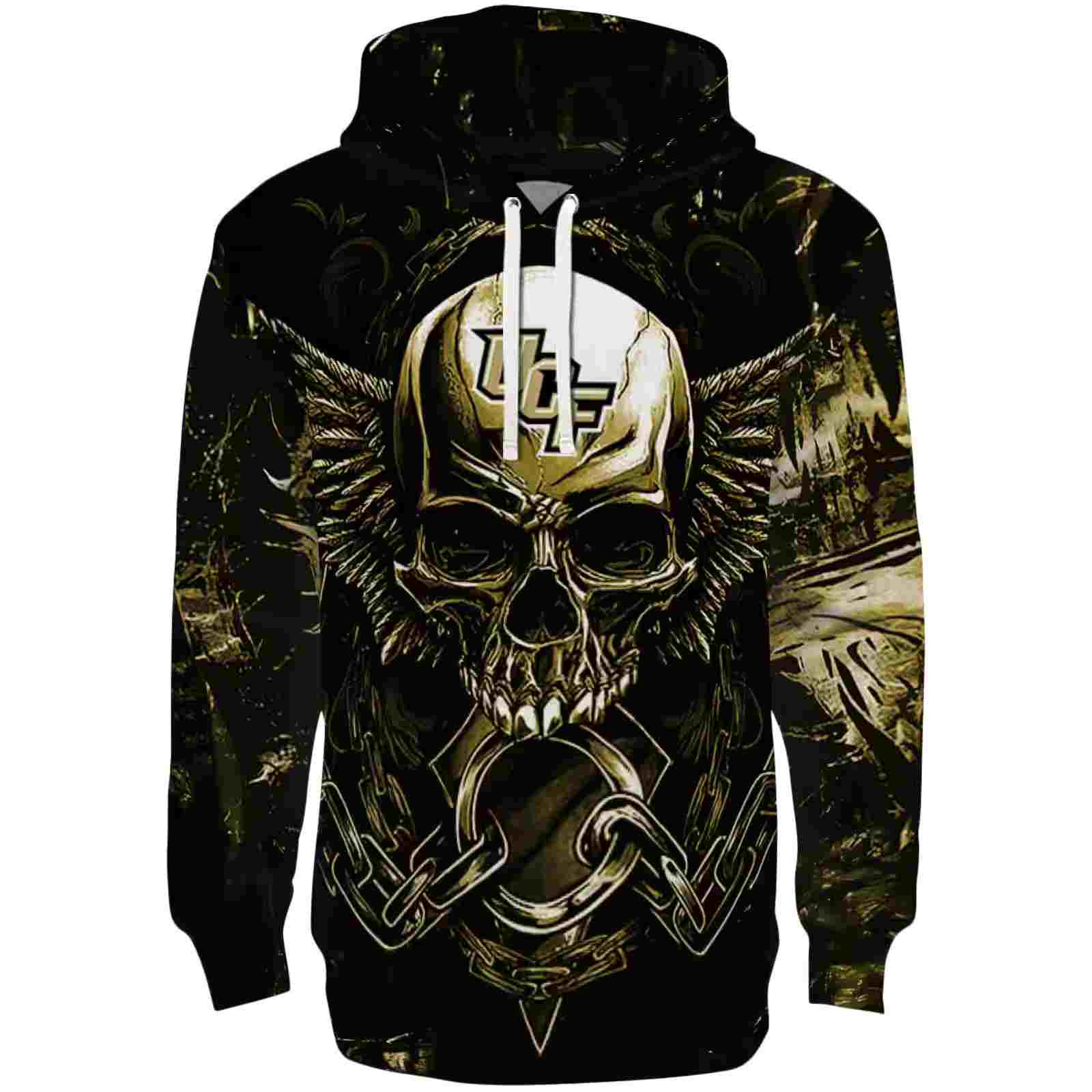 UCF Knights Skull Artwork Gold Black Hoodie