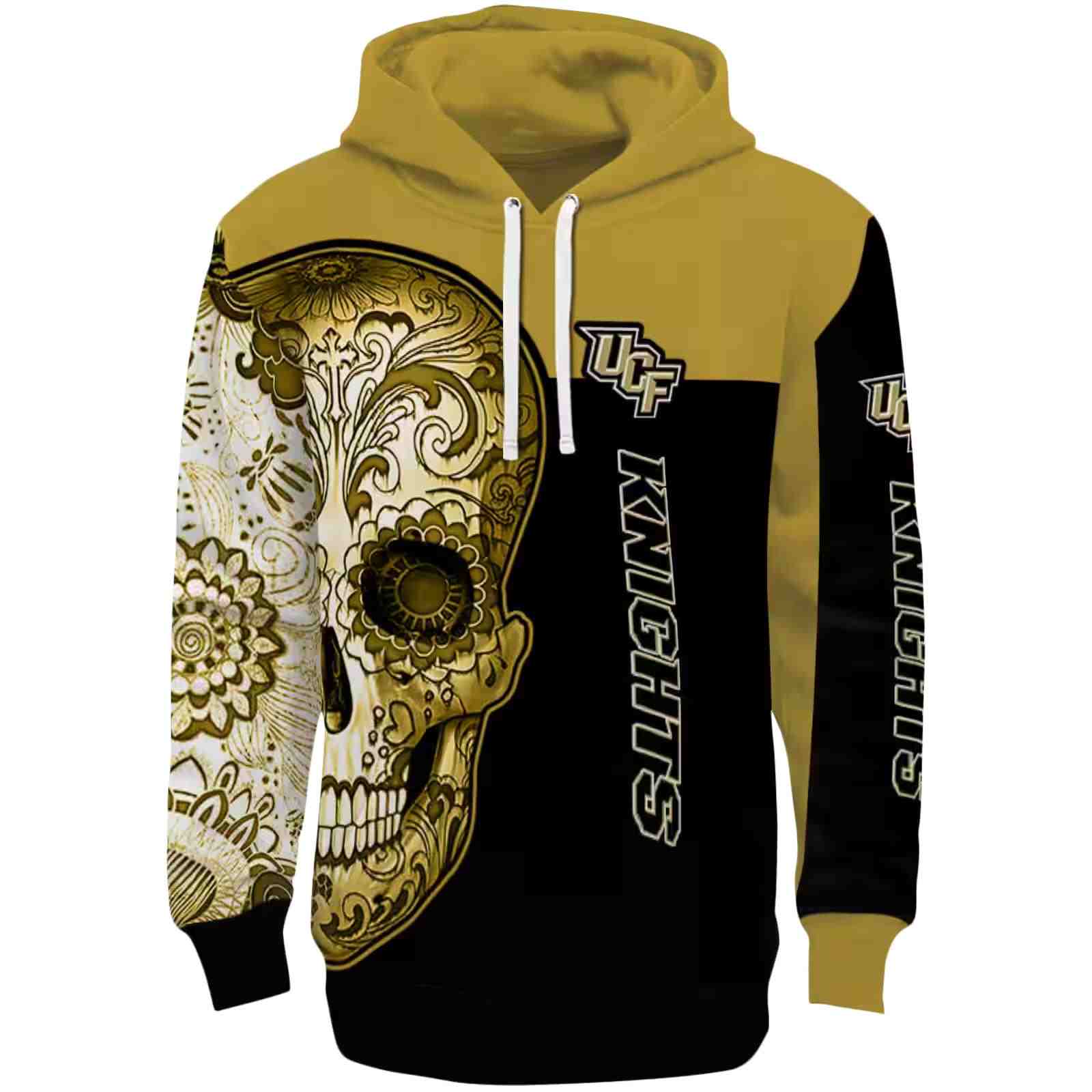 UCF Knights Sugar Skull Gold Black Hoodie