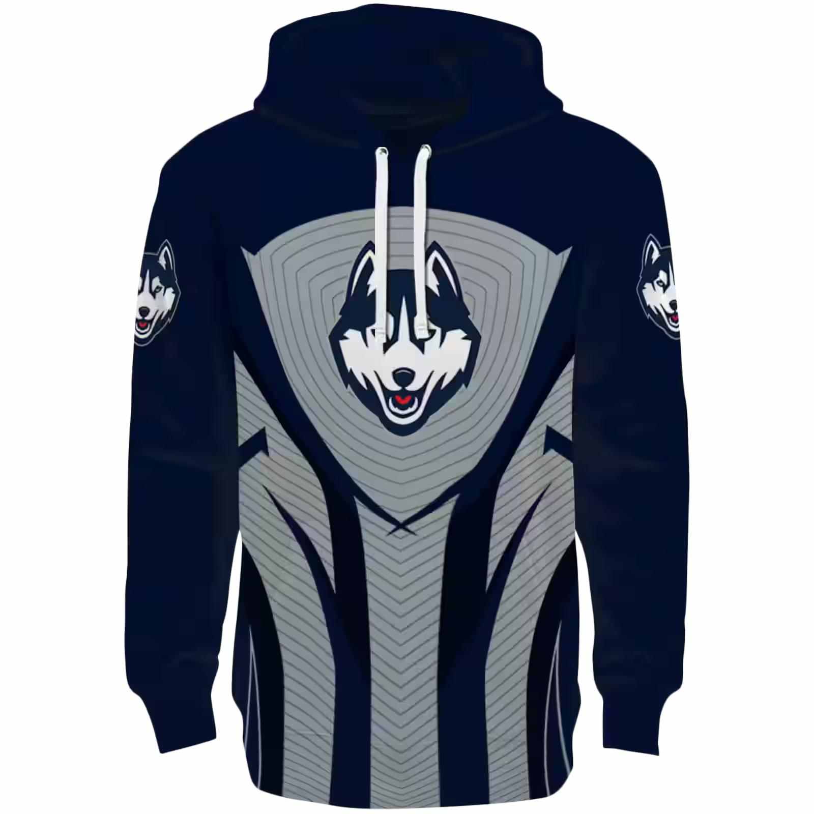 UConn Huskies Concentric Lines Blue Black Hoodie